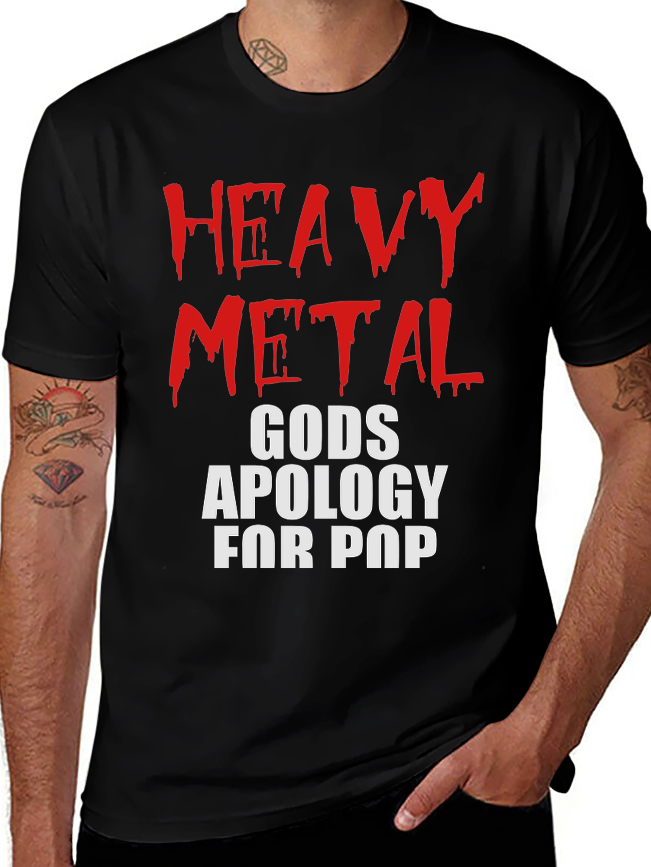 Variant 28 of Heavy Metal Gods Apology for Pop Black Graphic Tee