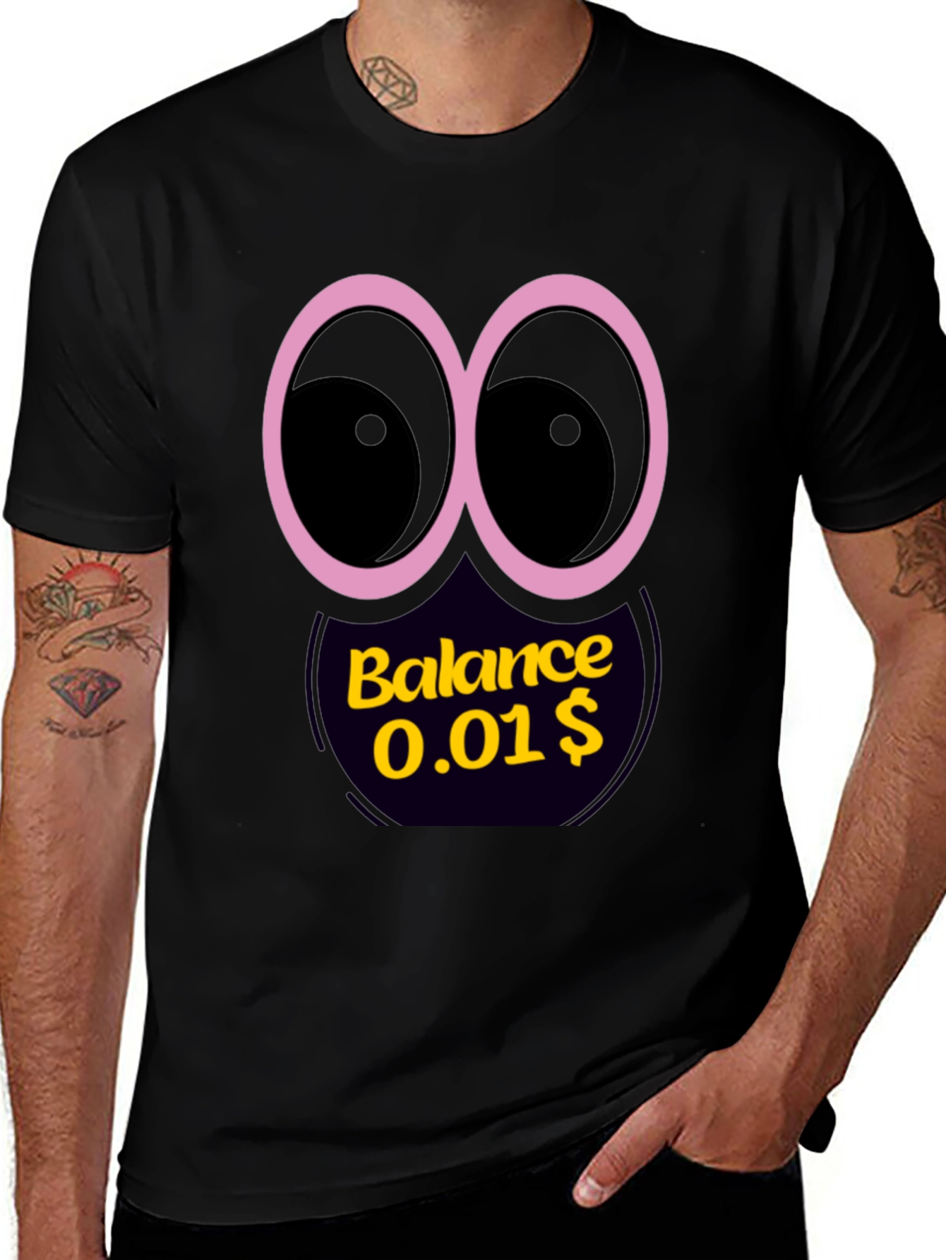 Variant 21 of Funny Balance Graphic Black T-Shirt