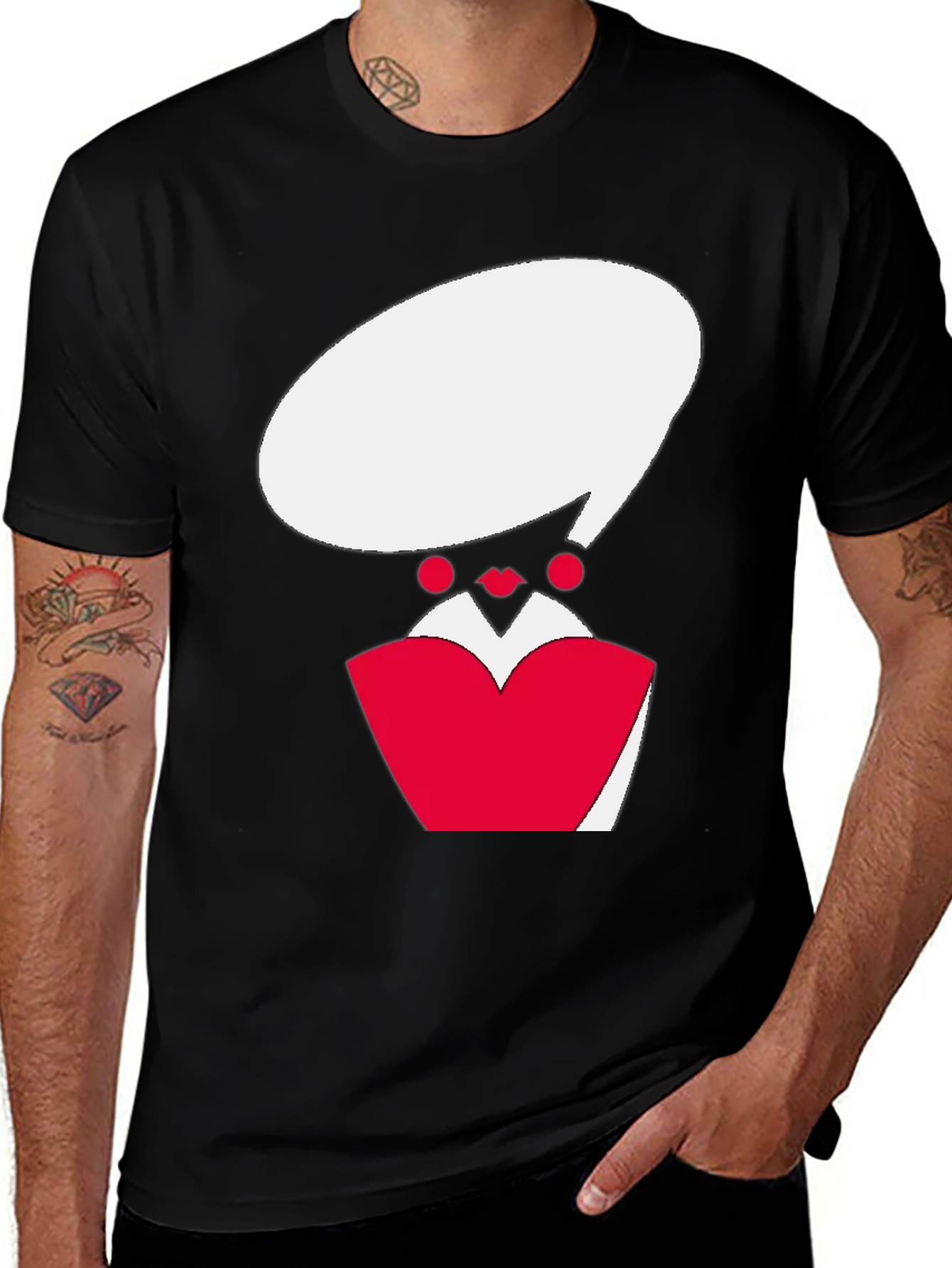 Variant 3 of Queen of Hearts Graphic Tee - Black Cotton T-Shirt