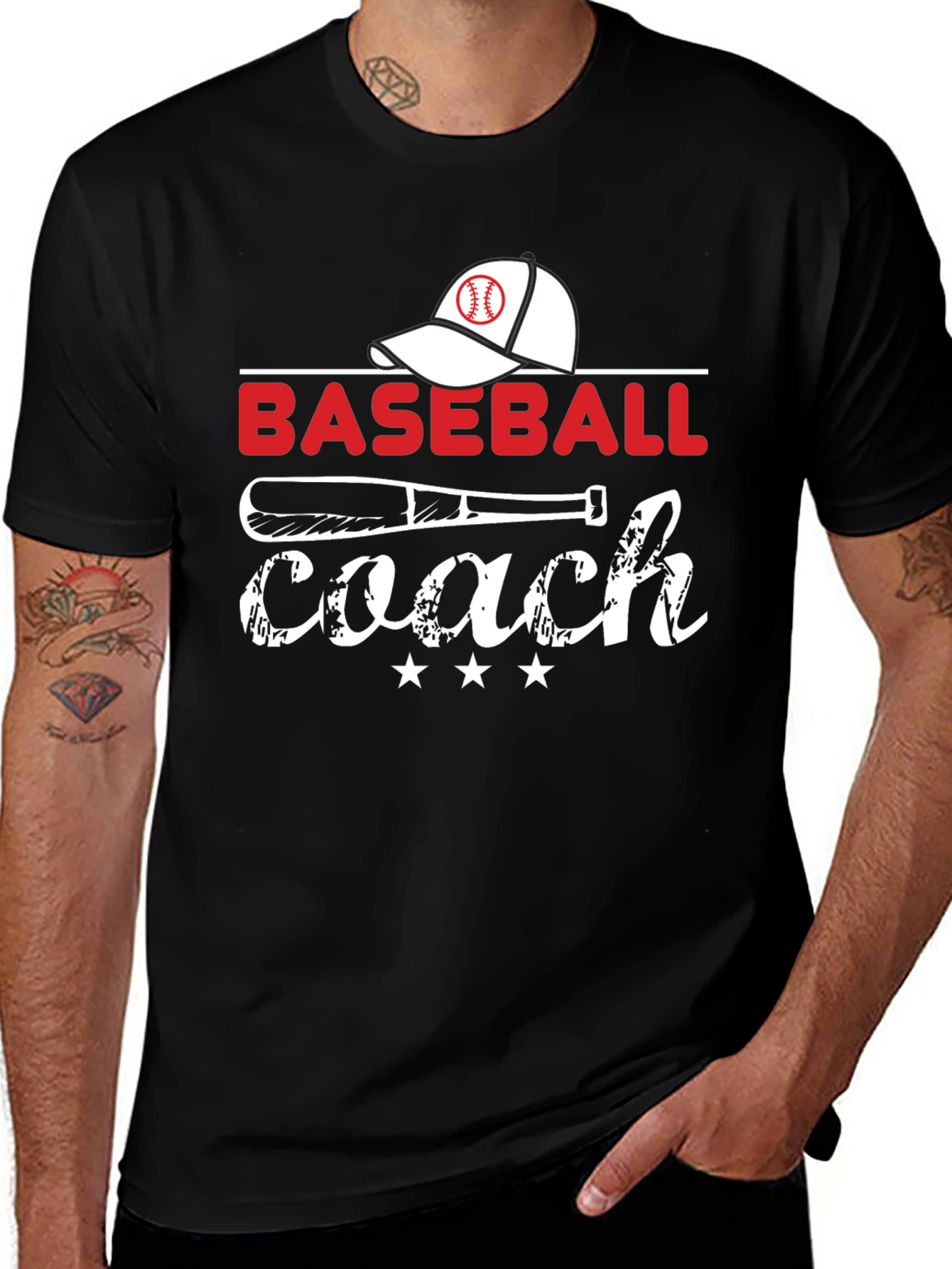 Baseball Coach T-Shirt - Baseball Hat & Bat Graphic Tee