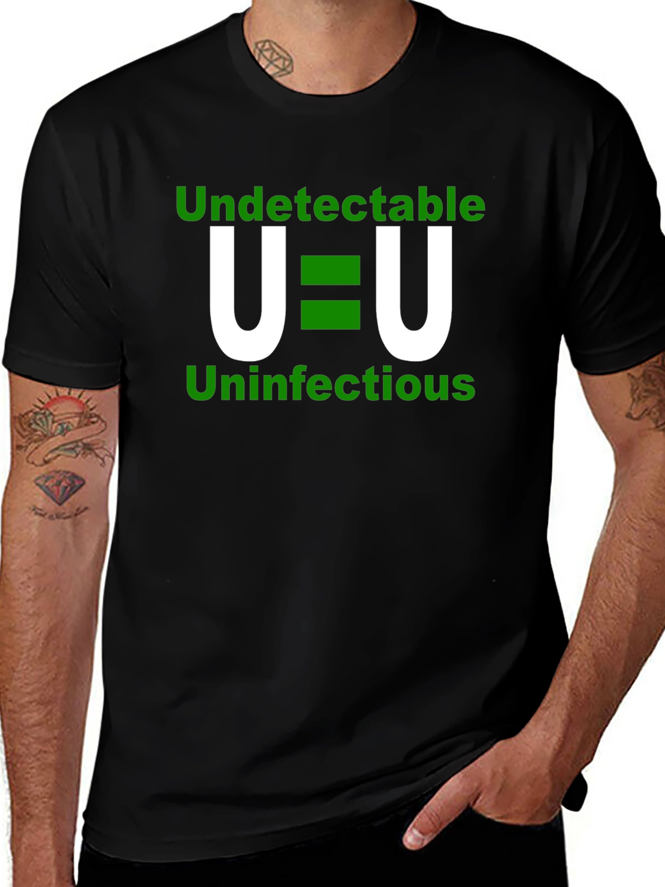 Variant 20 of U=U T-Shirt: Undetectable Equals Uninfectious