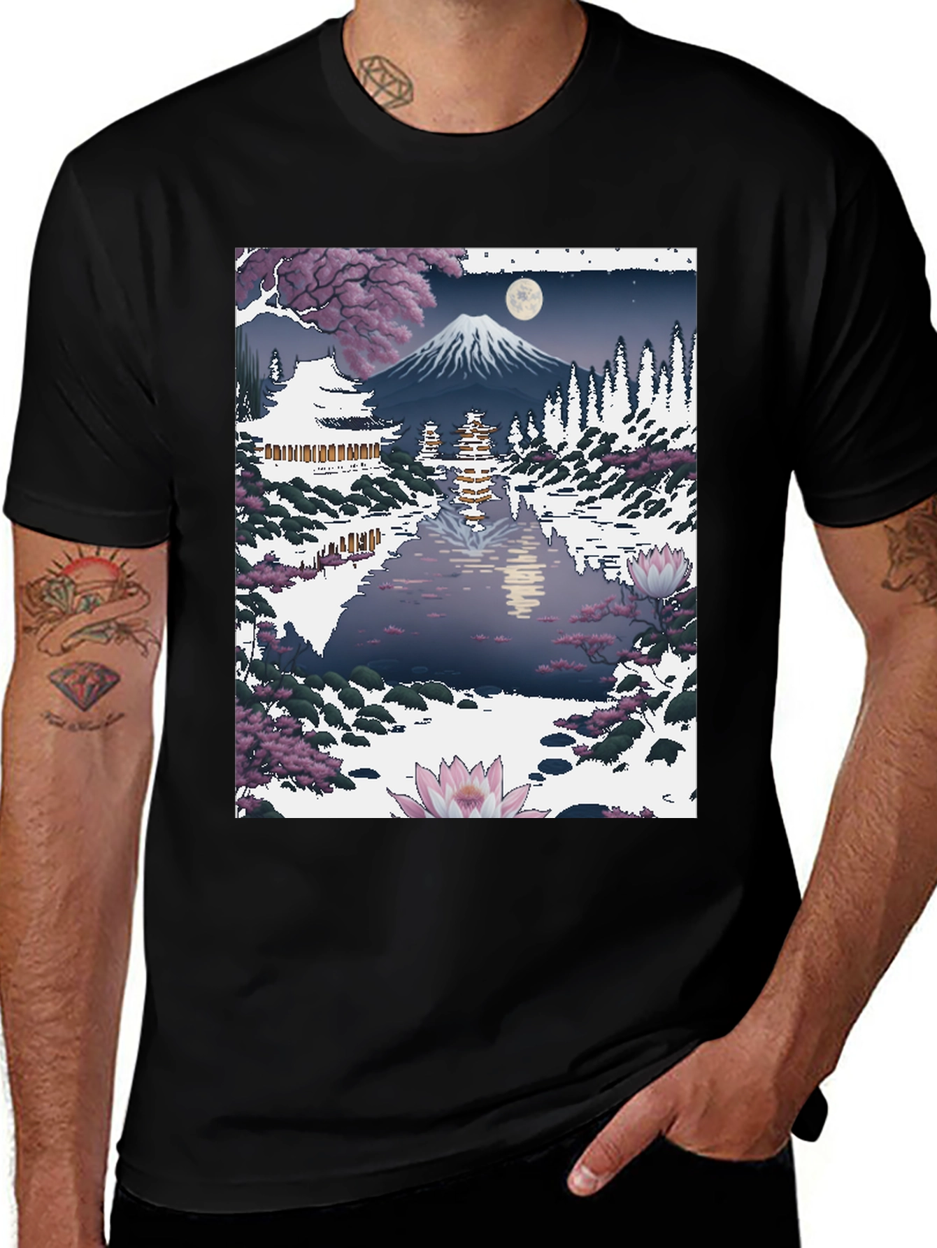 Variant 15 of Japanese Mt. Fuji Lake Scene Graphic Tee