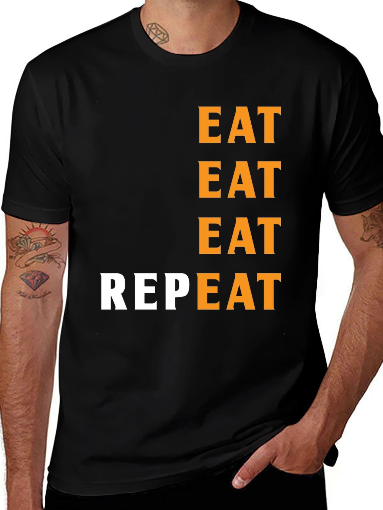 Variant 12 of Eat Repeat Black Graphic Tee