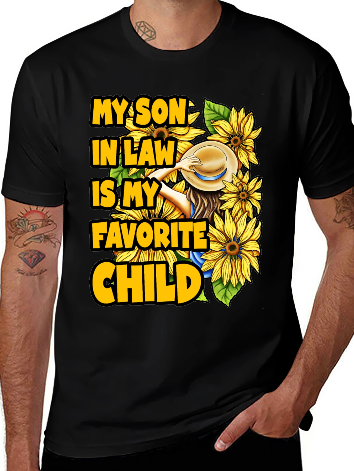 Variant 27 of Funny Son-In-Law Favorite Child Sunflower Graphic Tee