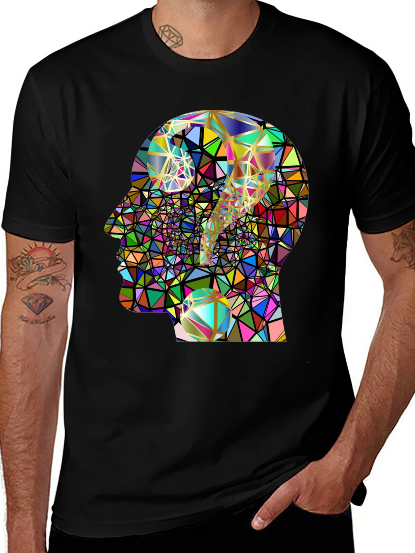 Variant 16 of Geometric Mind T-Shirt - Colorful Questioning Design