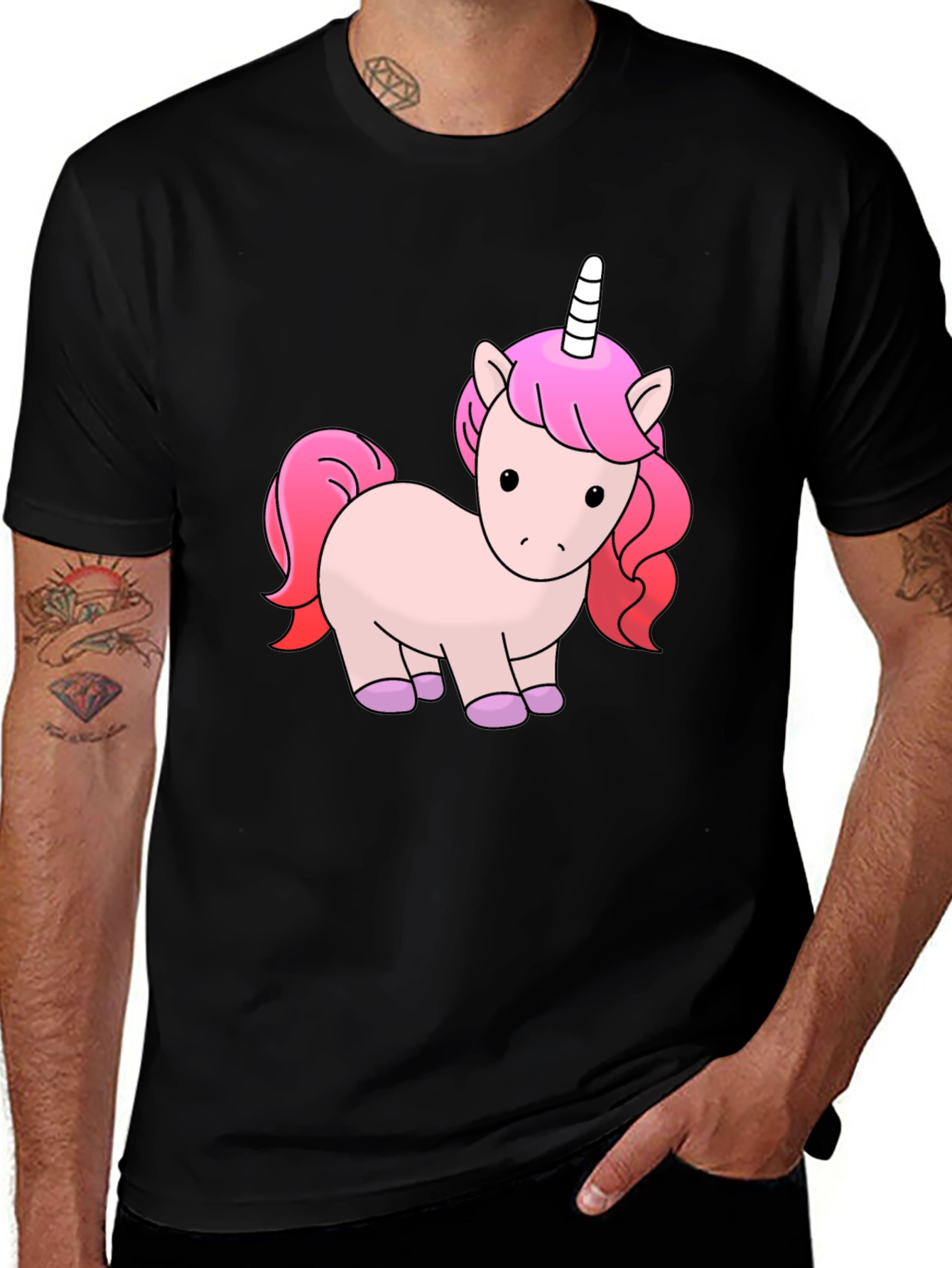 Variant 30 of Unicorn Graphic Tee - Black Short Sleeve Cotton Shirt
