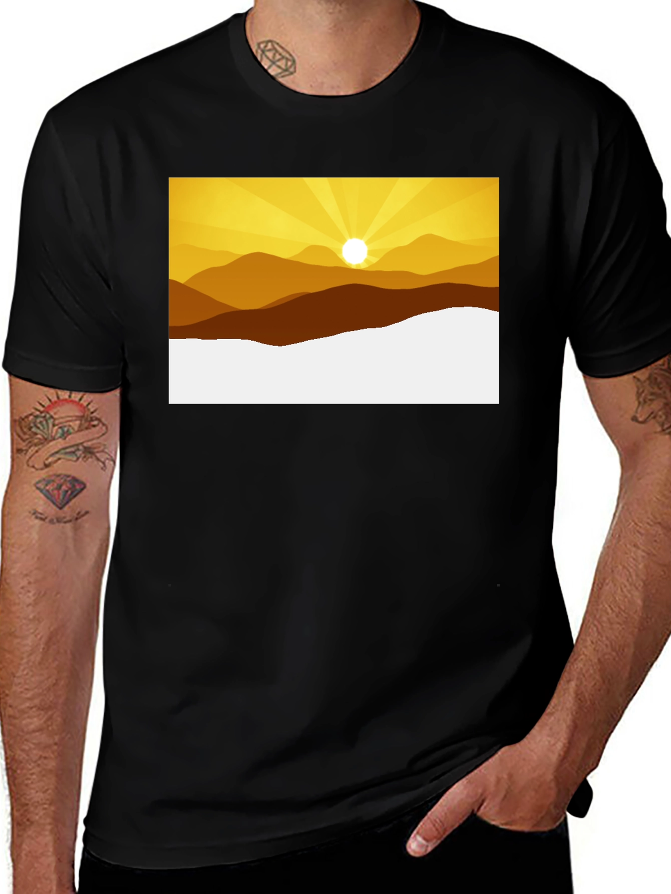 Variant 14 of Sunset Mountain Graphic Tee - Black