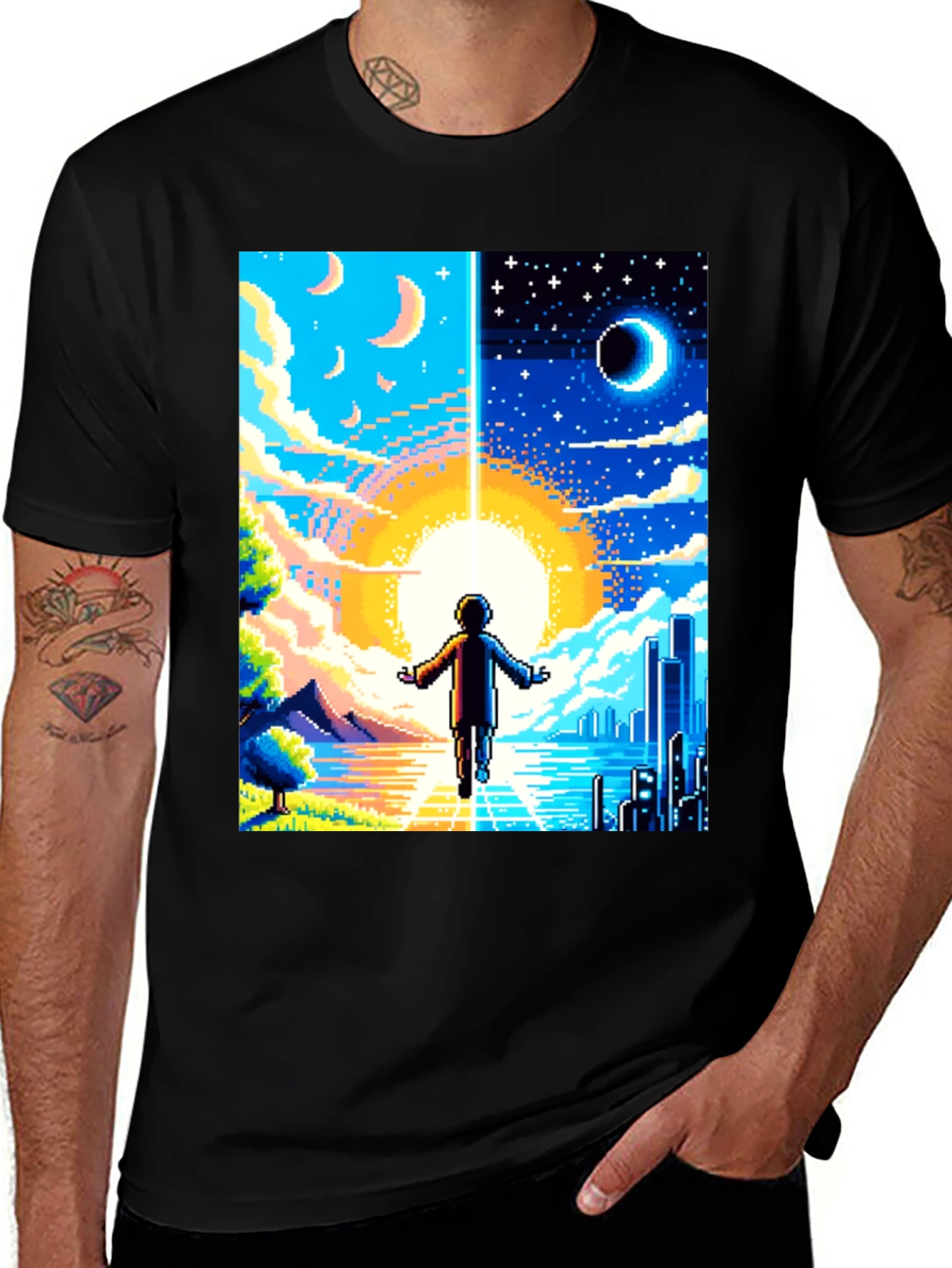 Variant 19 of Day & Night Pixel Art T-Shirt