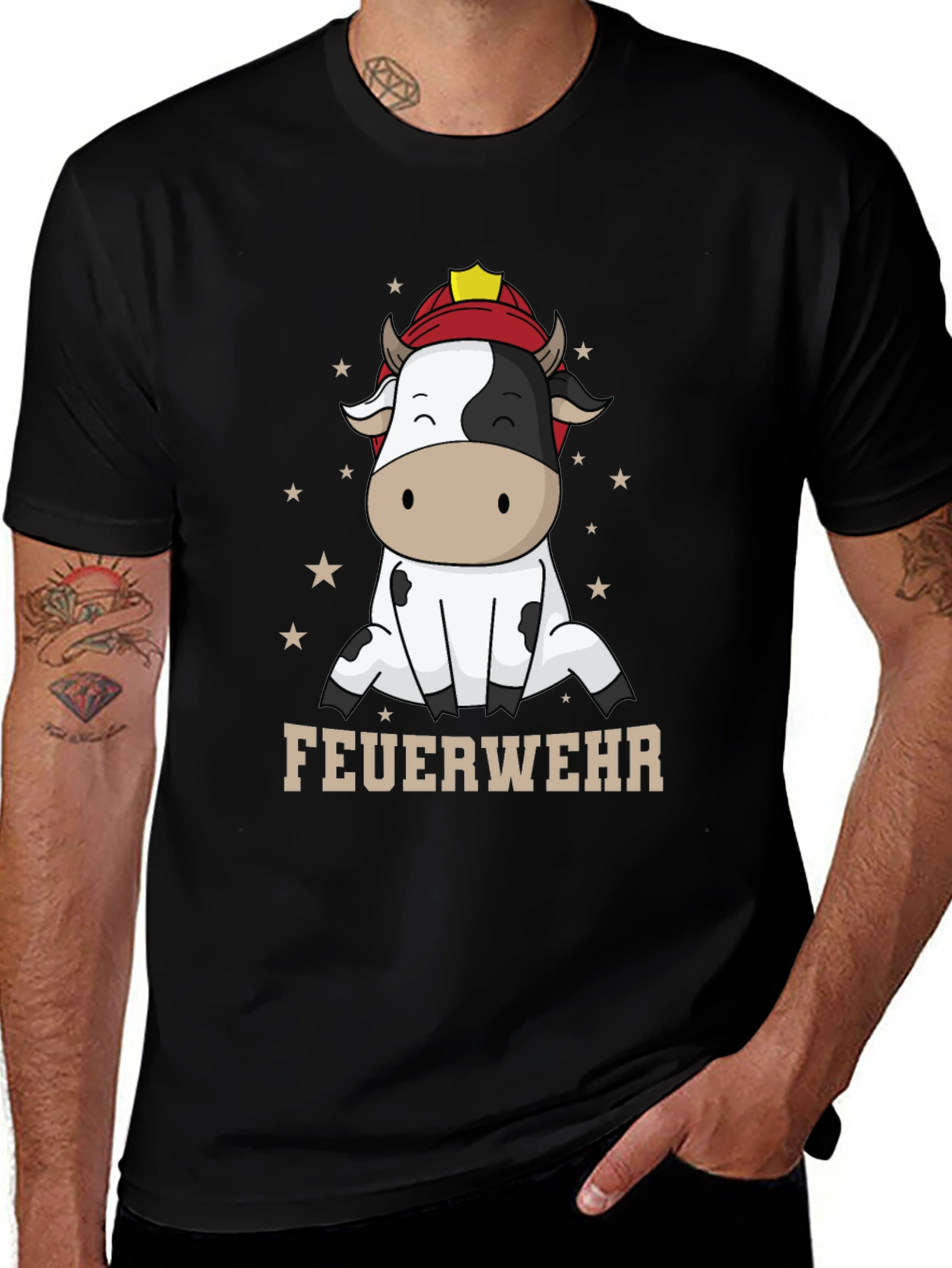 Variant 5 of Funny Firefighter Cow Graphic T-Shirt