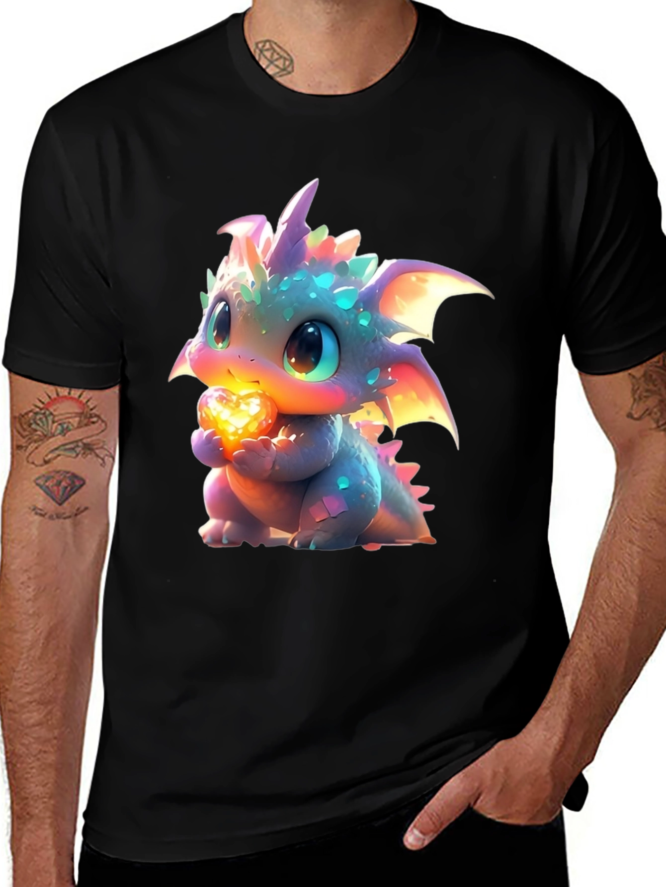 Variant 26 of Cute Dragon Holding Heart Graphic T-Shirt