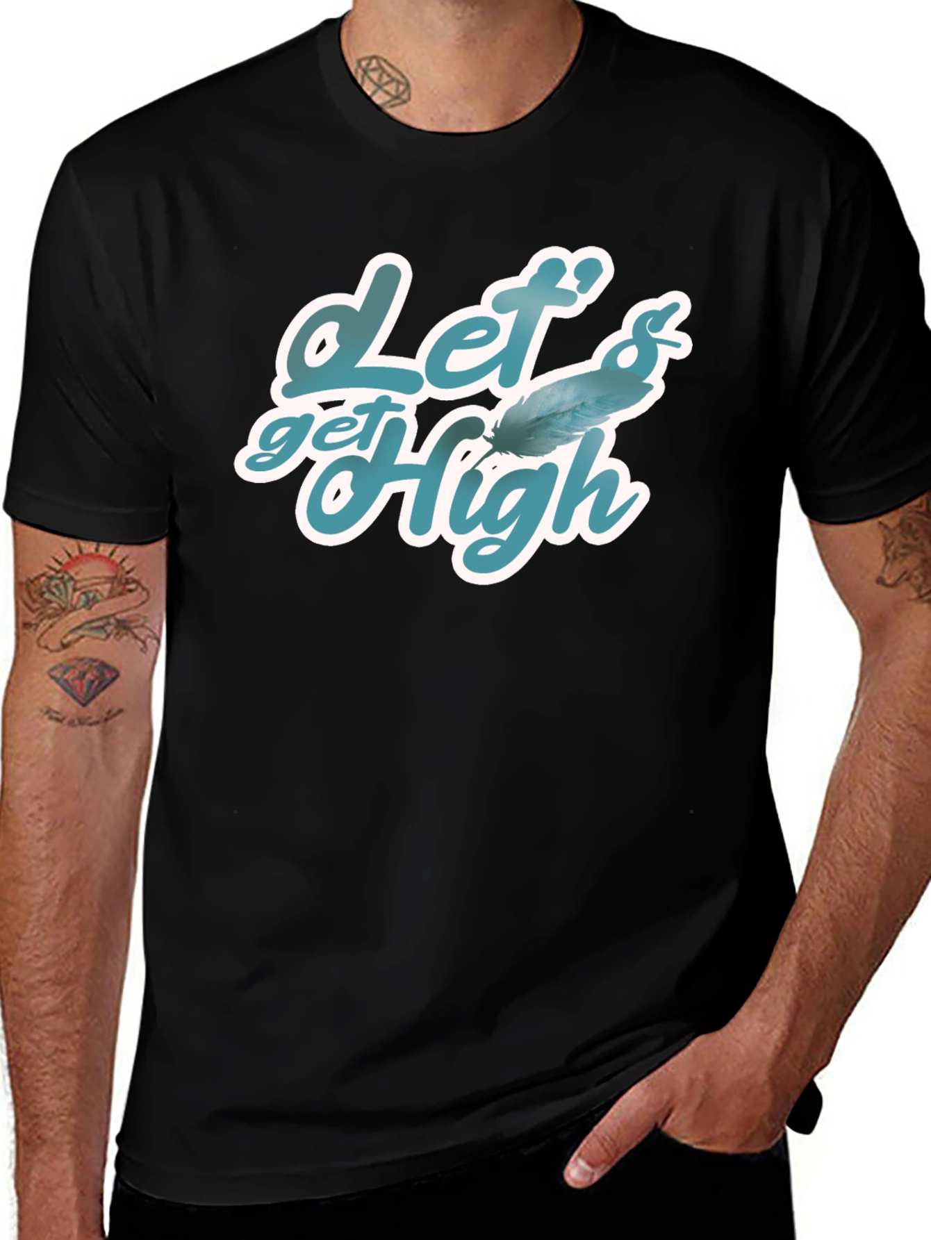 Variant 13 of Let's Get High Feather Graphic T-Shirt