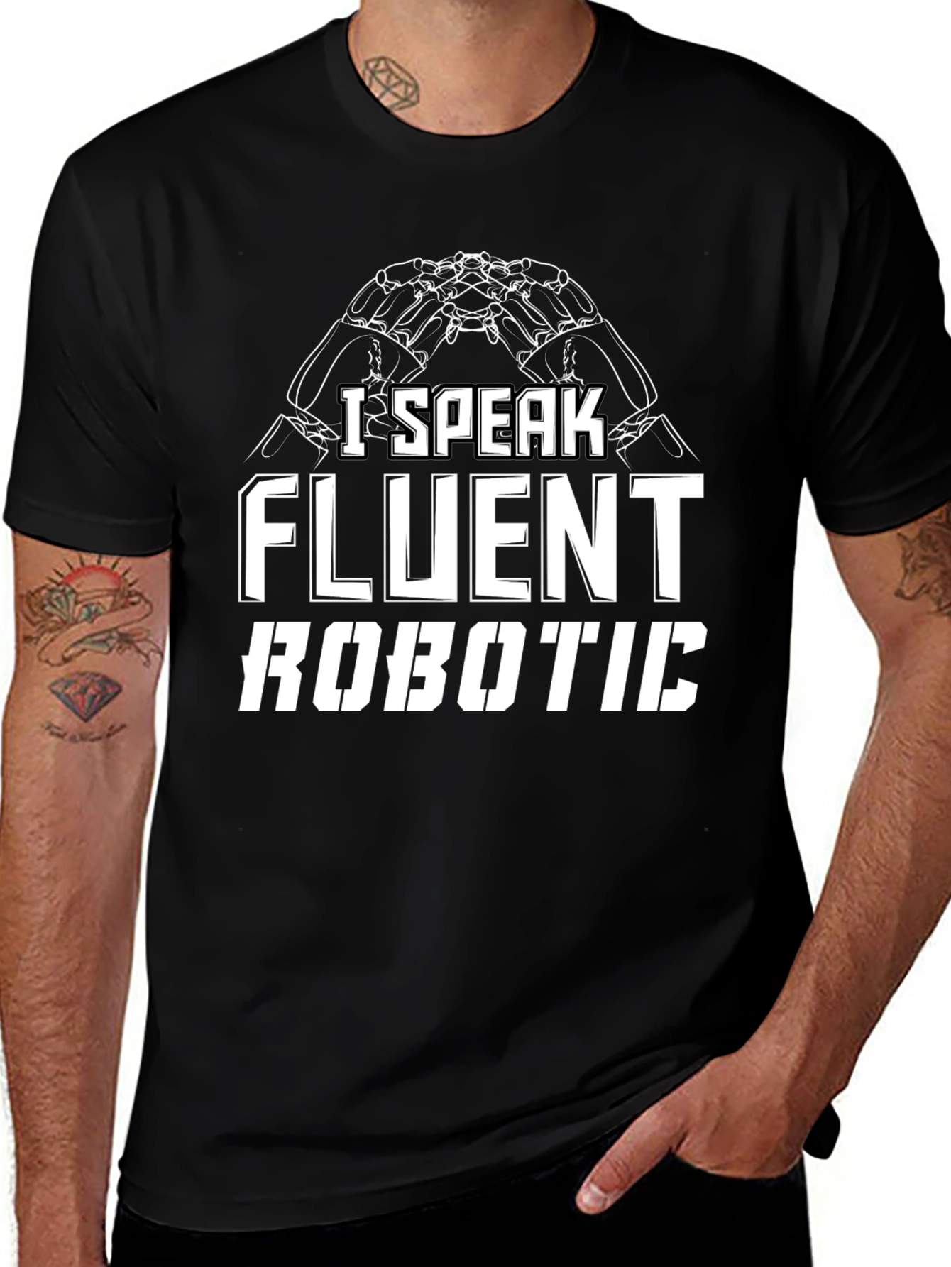 Variant 4 of I Speak Fluent Robotic T-Shirt - Funny Geek Tee