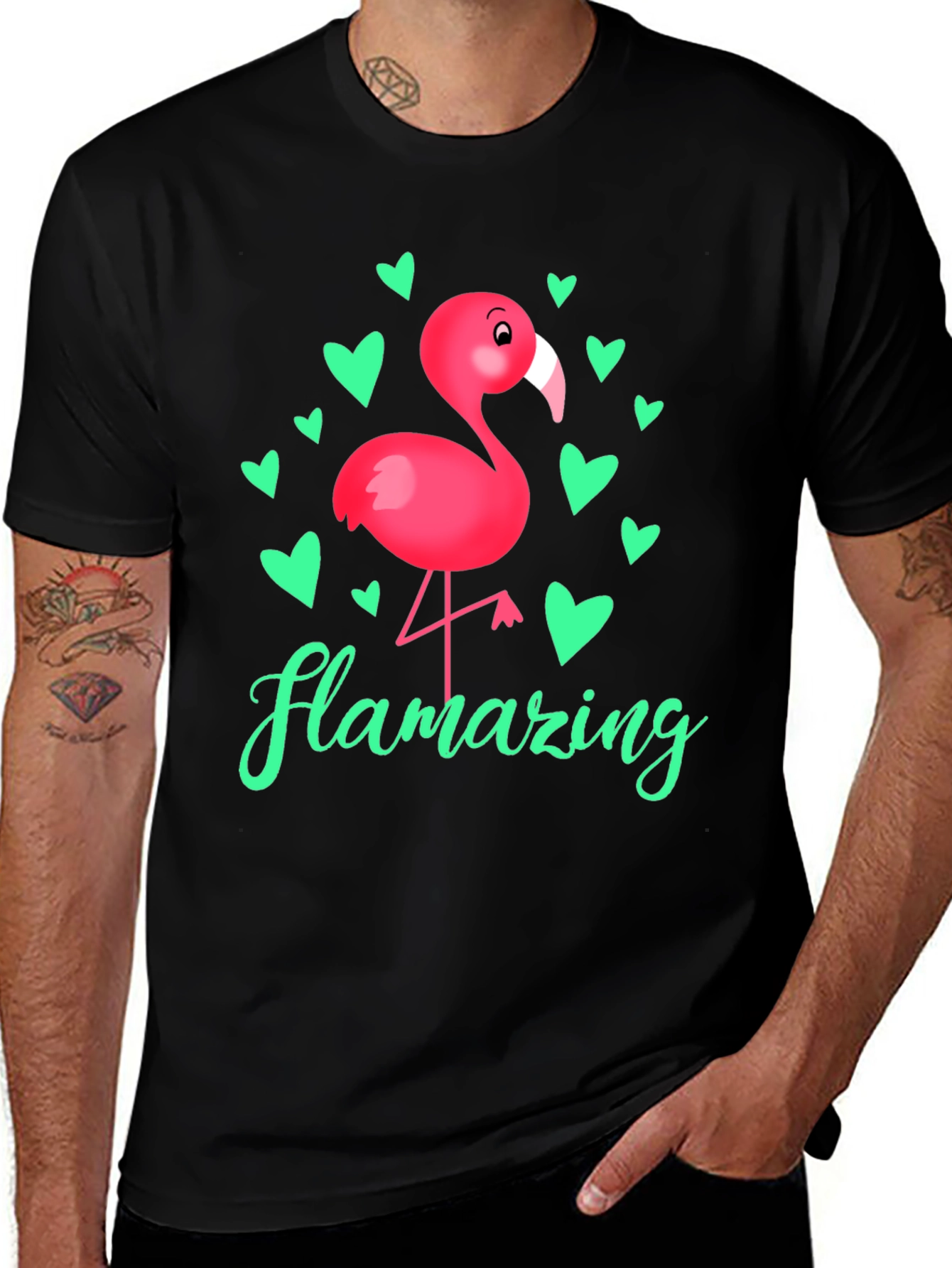 Flamazing Flamingo Graphic Tee - Black