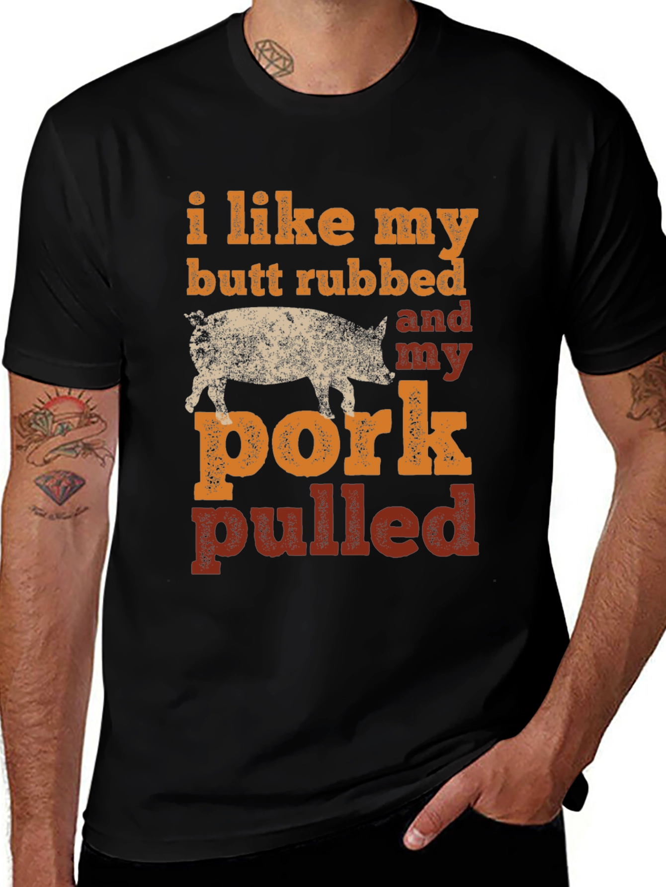 BBQ Humor Graphic T-Shirt - I Like My Pork Pulled