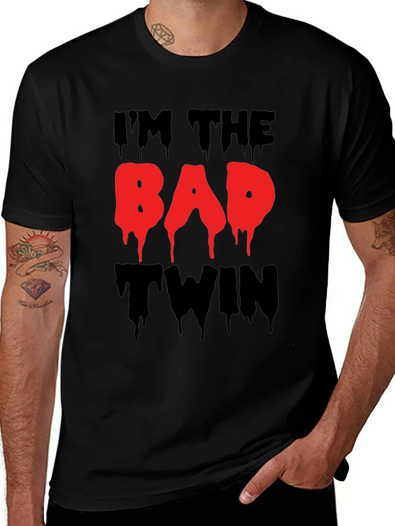 Variant 6 of I'm The Bad Twin Funny Graphic T-Shirt