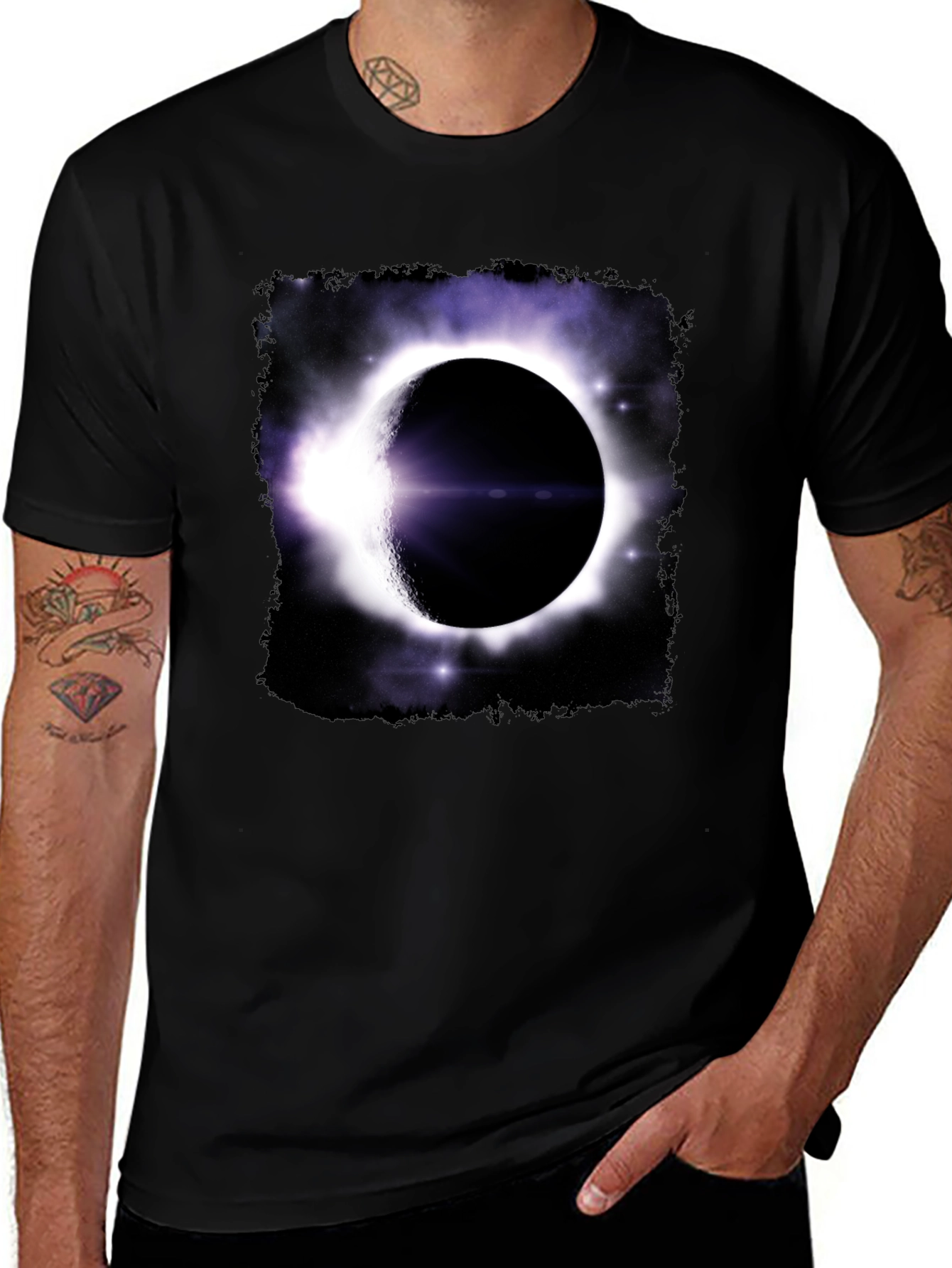 Variant 15 of Solar Eclipse Graphic T-Shirt - Men's Black Tee