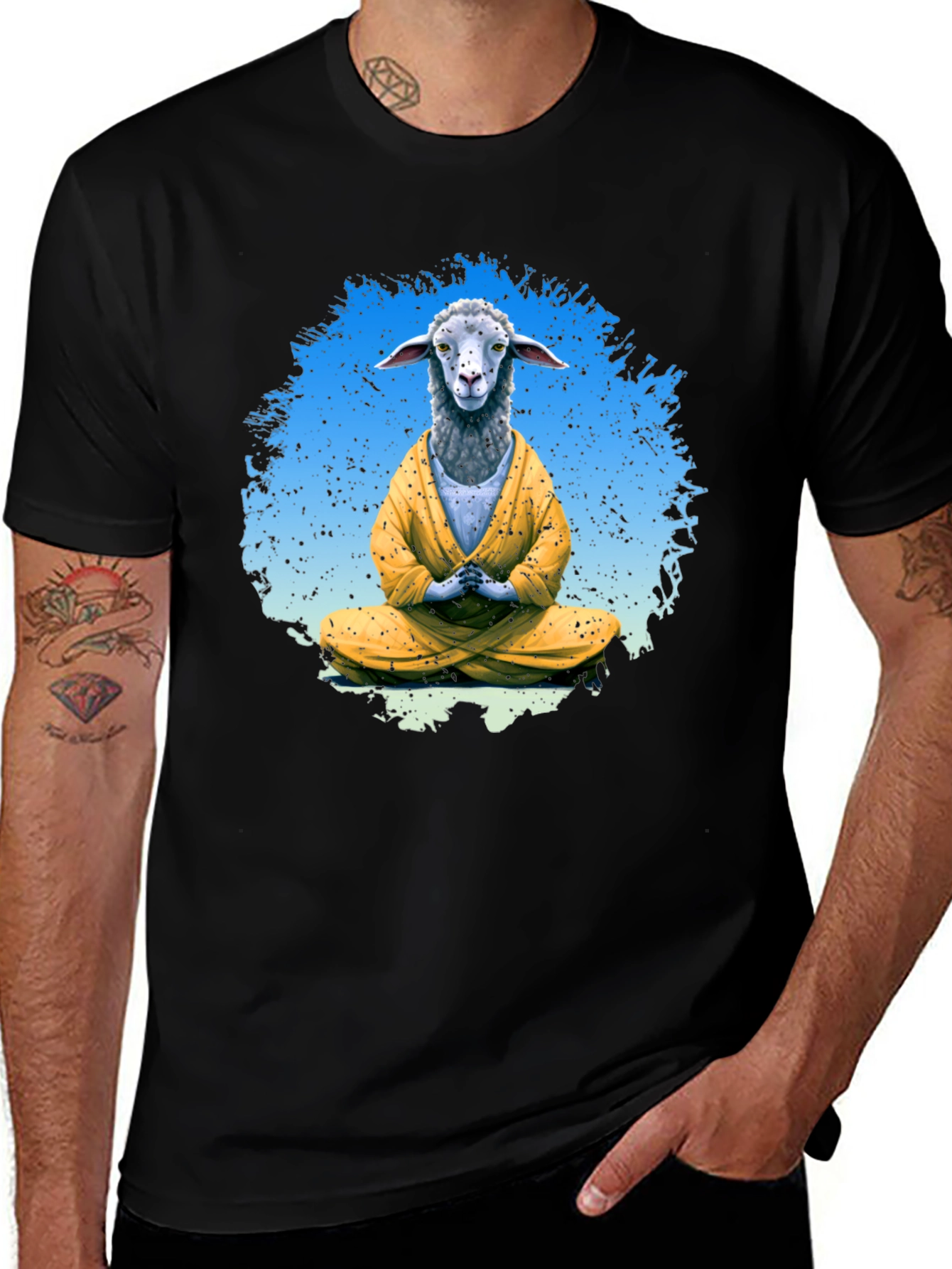 Variant 27 of Meditating Sheep Graphic Tee - Black