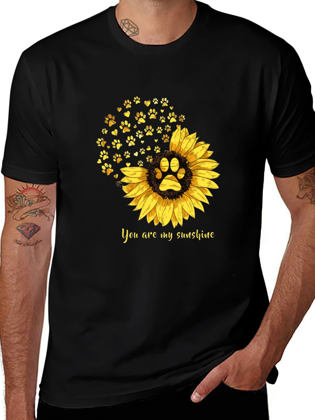 Variant 14 of Sunflower Paw Print T-Shirt: You Are My Sunshine