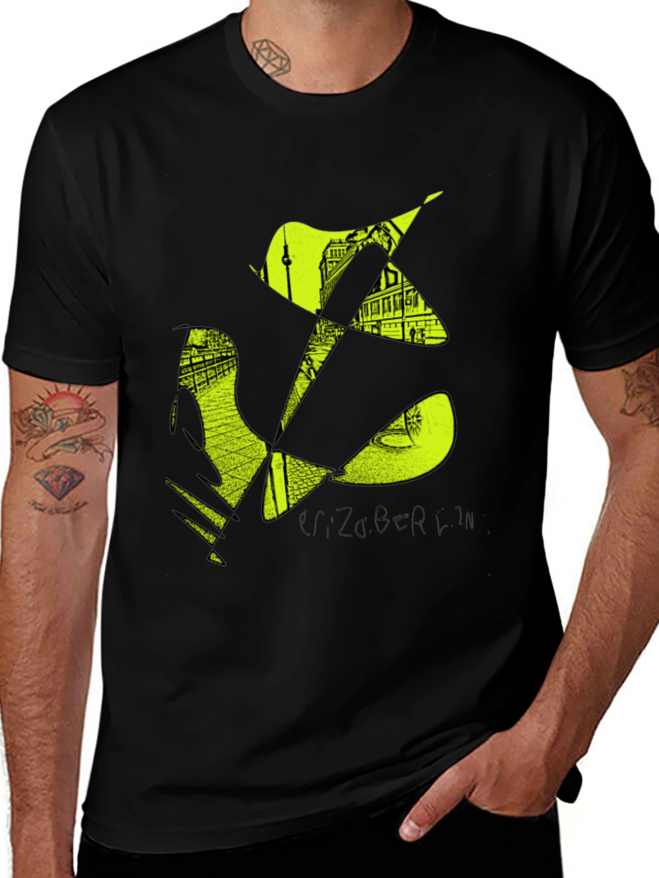 Variant 6 of Stylish Men's Black T-Shirt with Berlin Graphic Design
