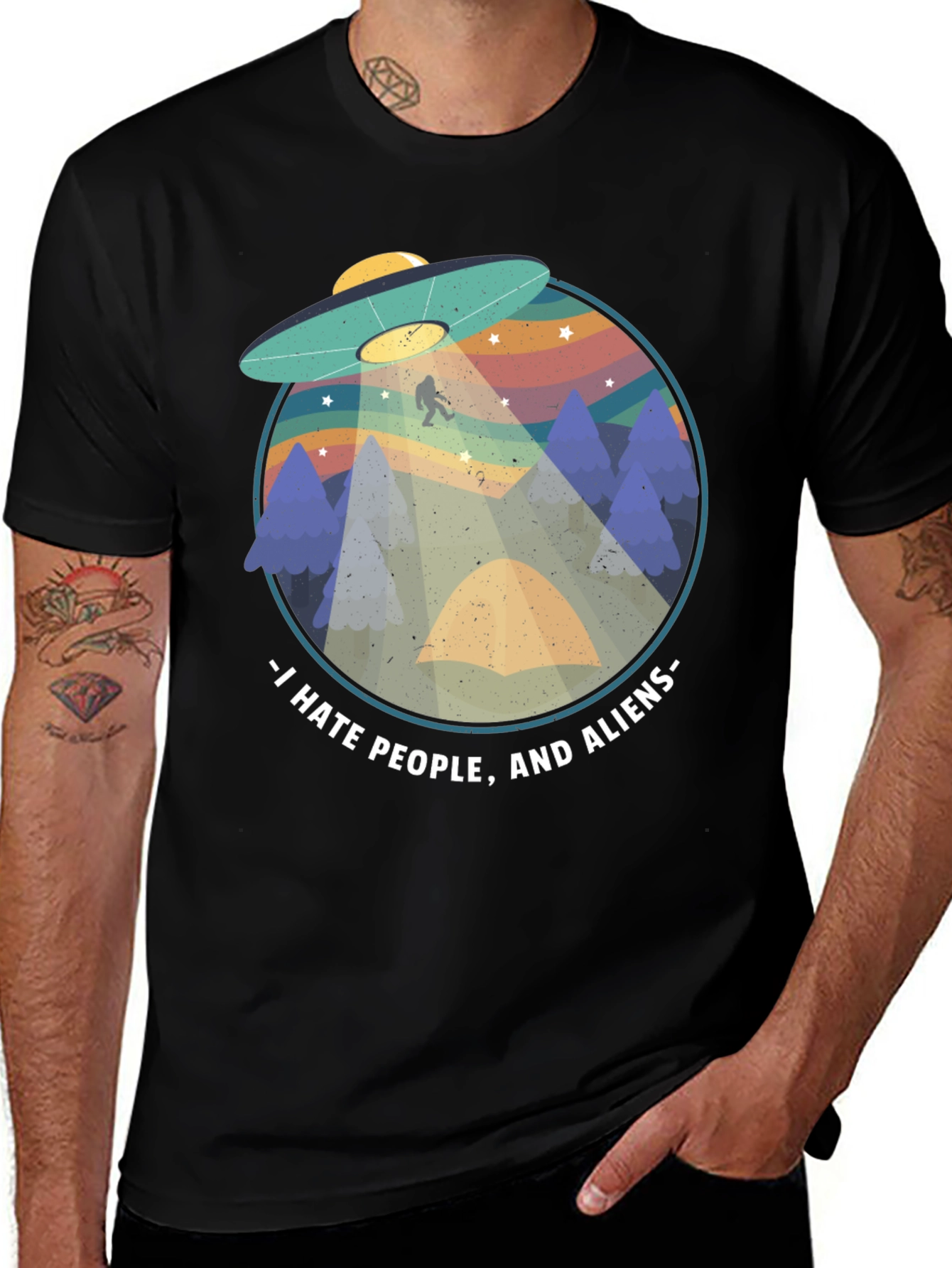 I Hate People and Aliens T-Shirt - UFO Abduction Design