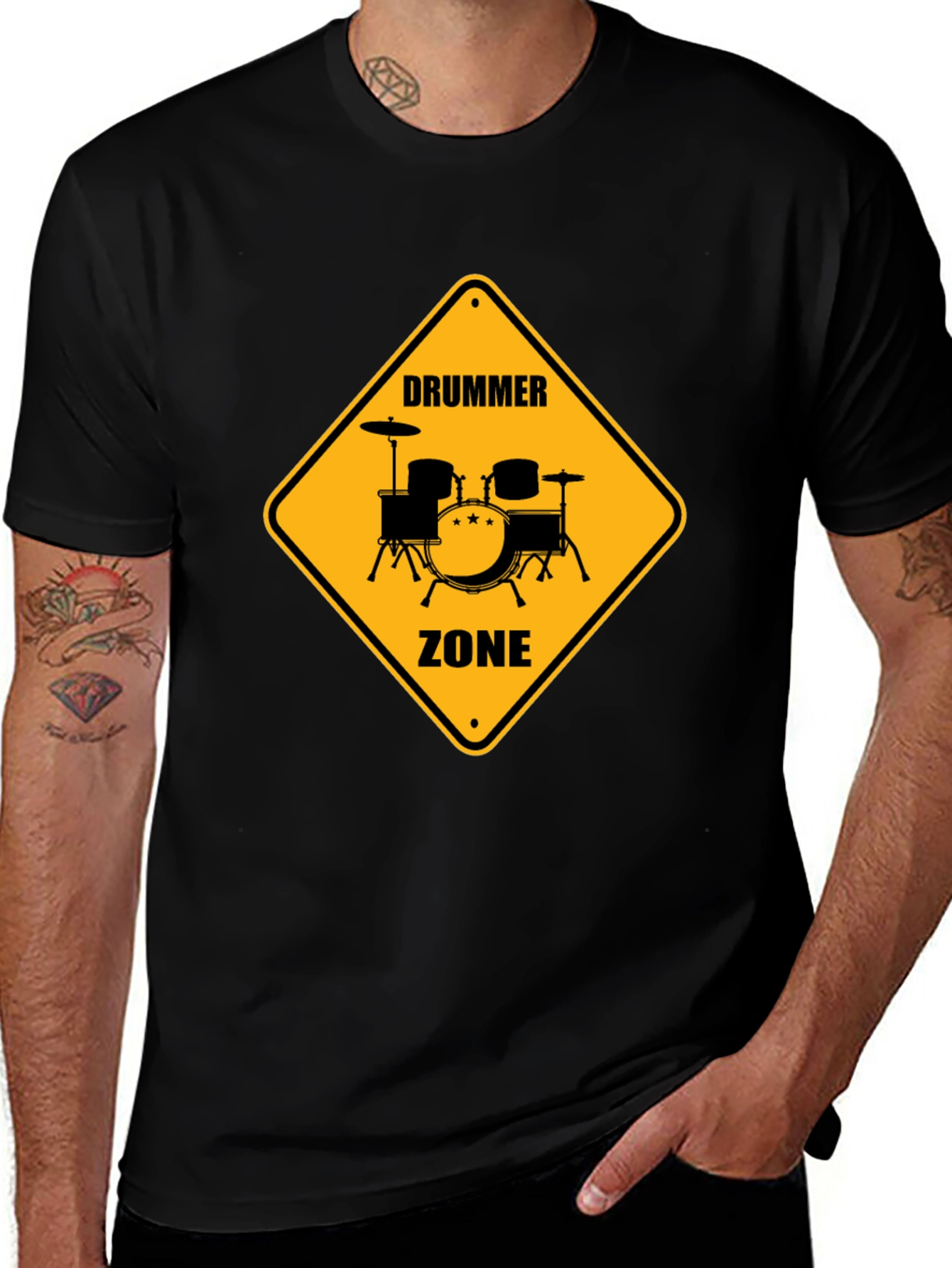 Variant 23 of Drummer Zone Graphic Tee - Black Cotton T-Shirt