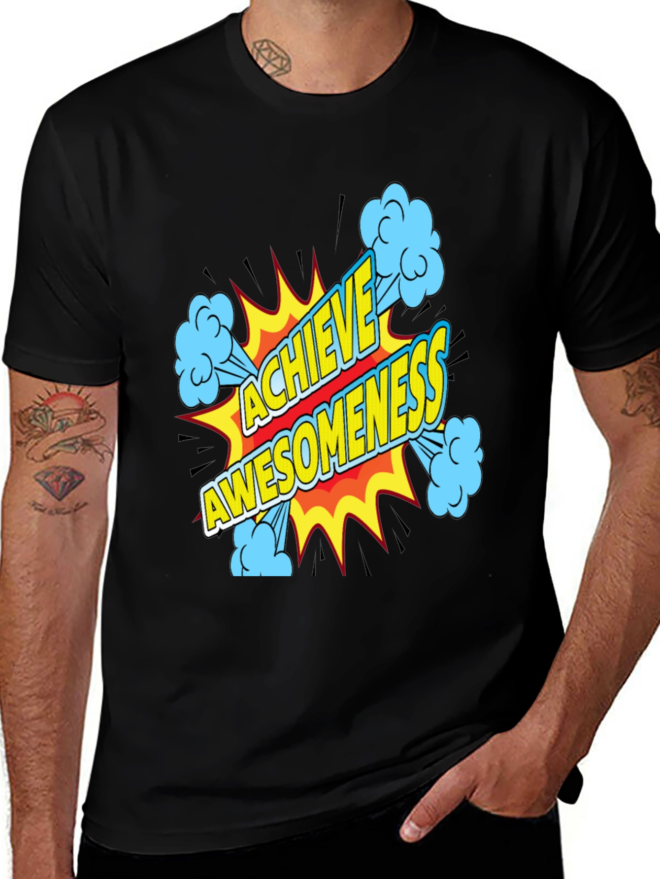 Variant 14 of Achieve Awesomeness Graphic Black T-Shirt