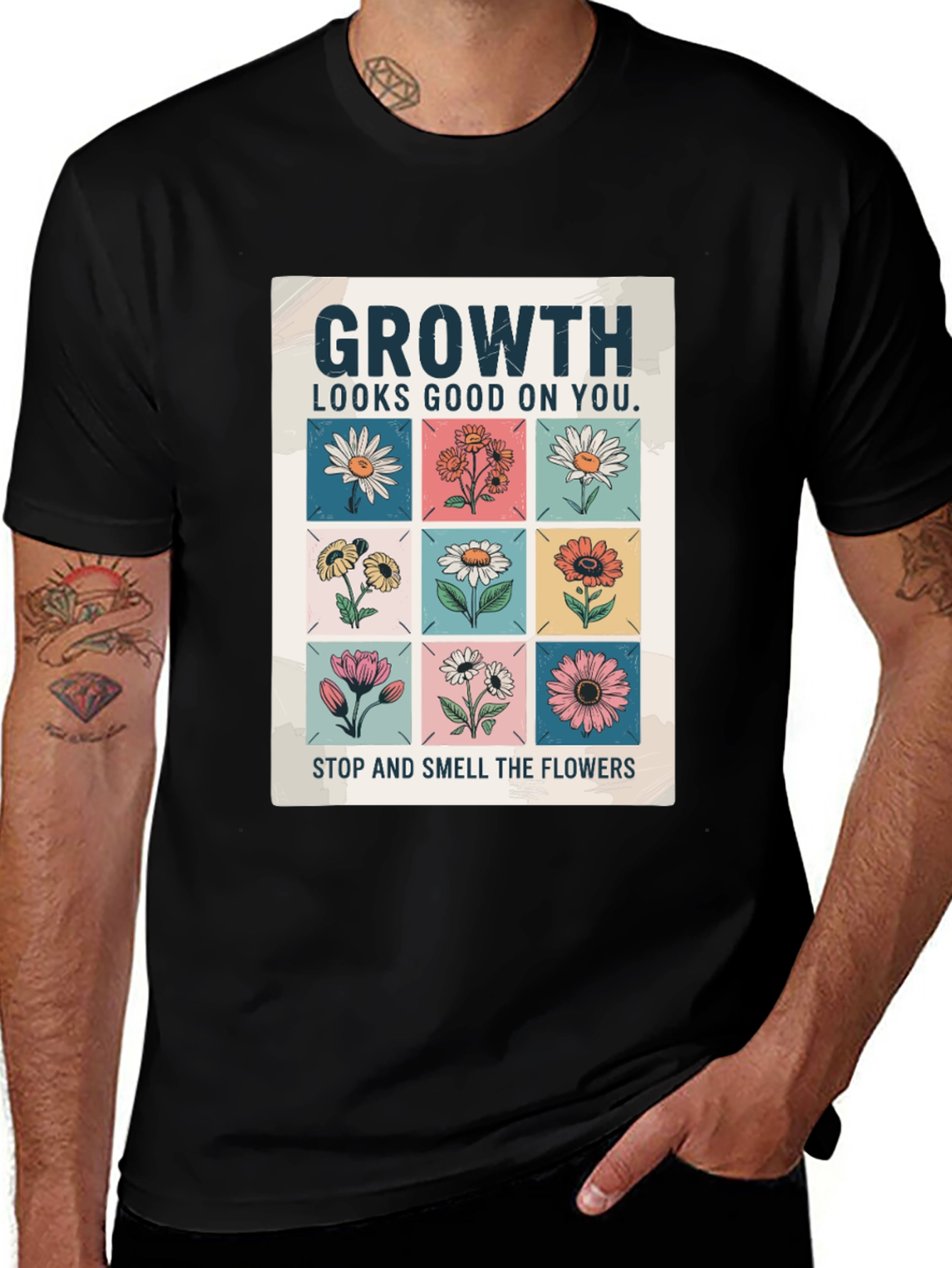 Variant 25 of Growth Flower Graphic T-Shirt - Stop and Smell the Flowers