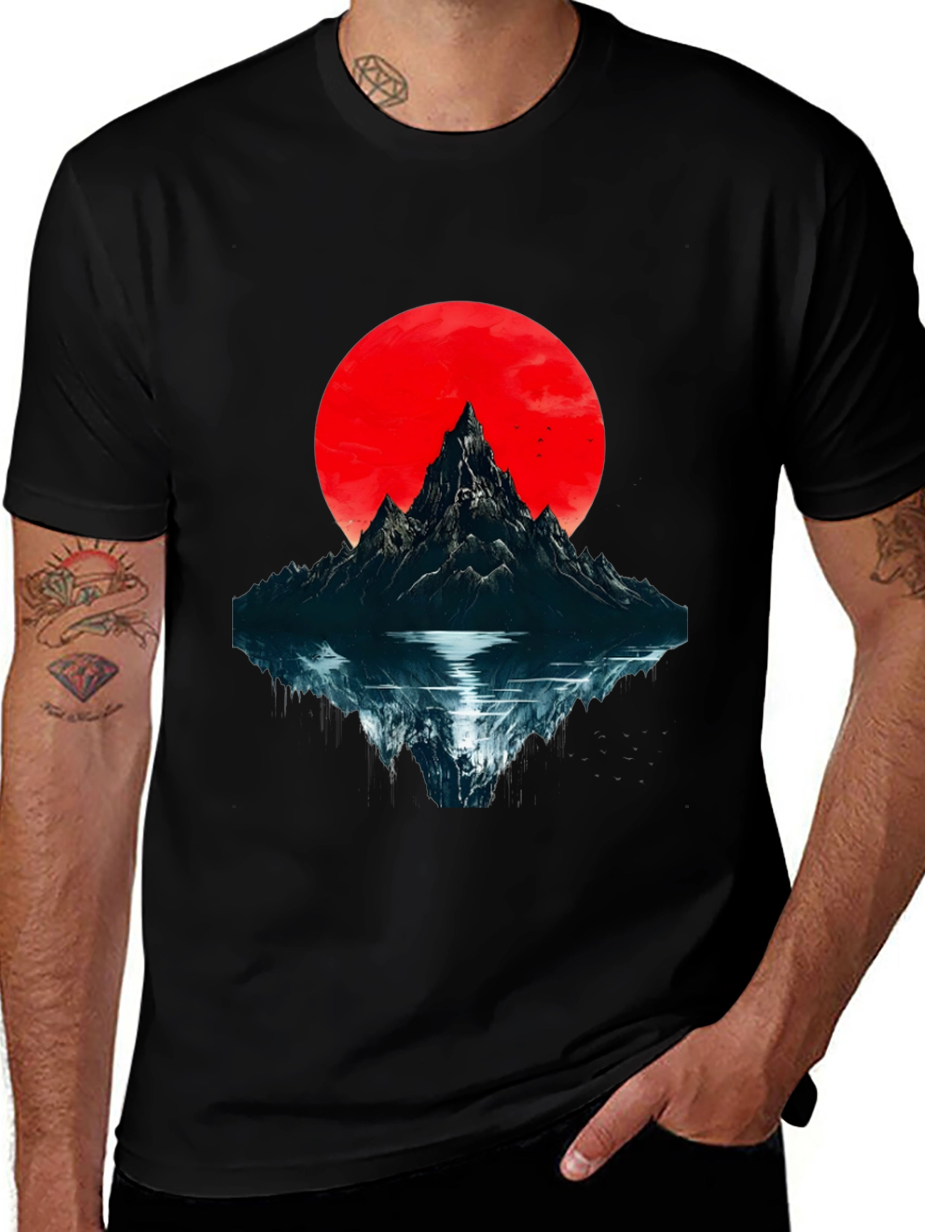 Variant 7 of Mountain & Moon Graphic T-Shirt - Black