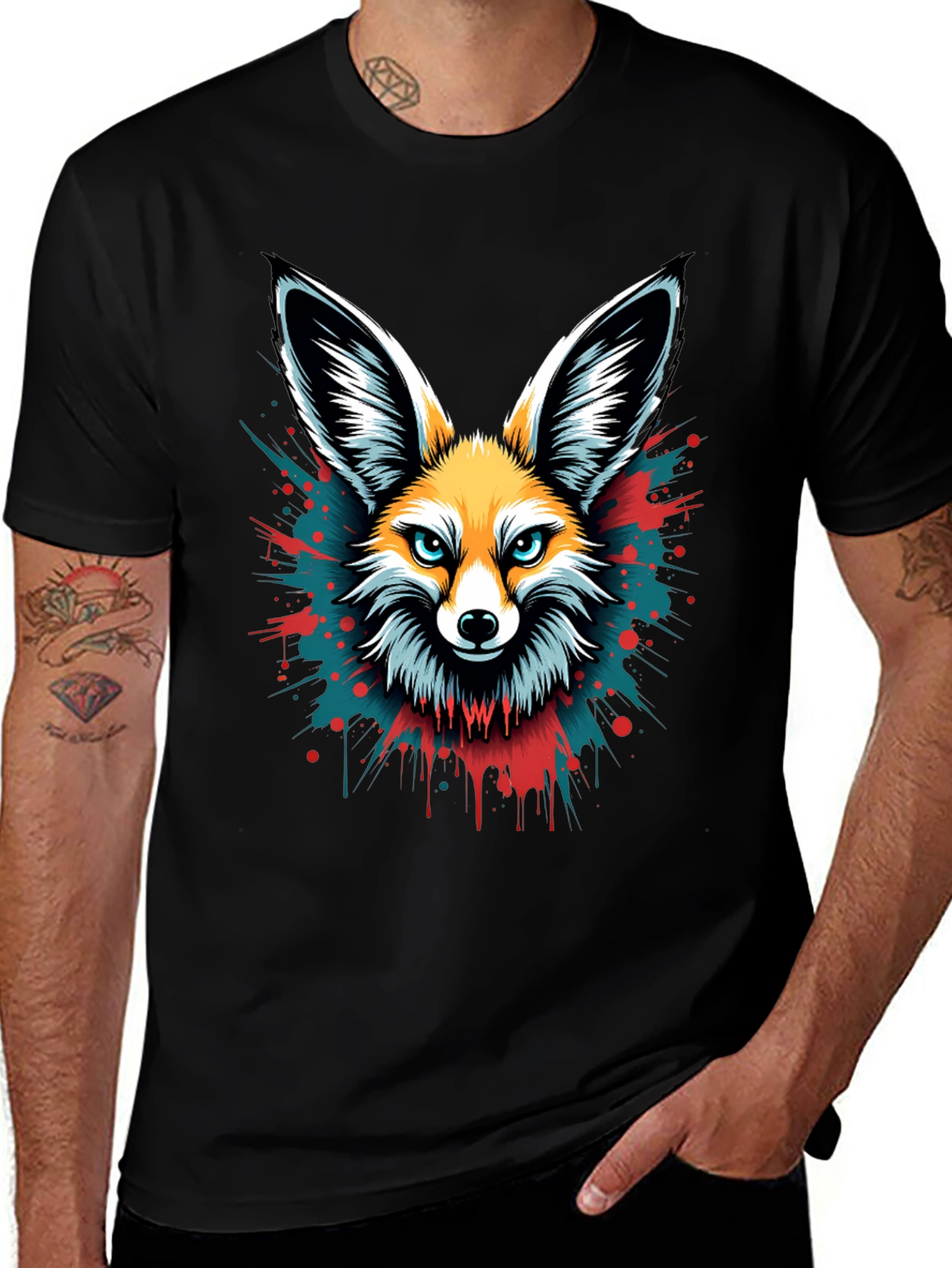 Variant 12 of Fox Head Graphic Tee - Men's Black T-Shirt