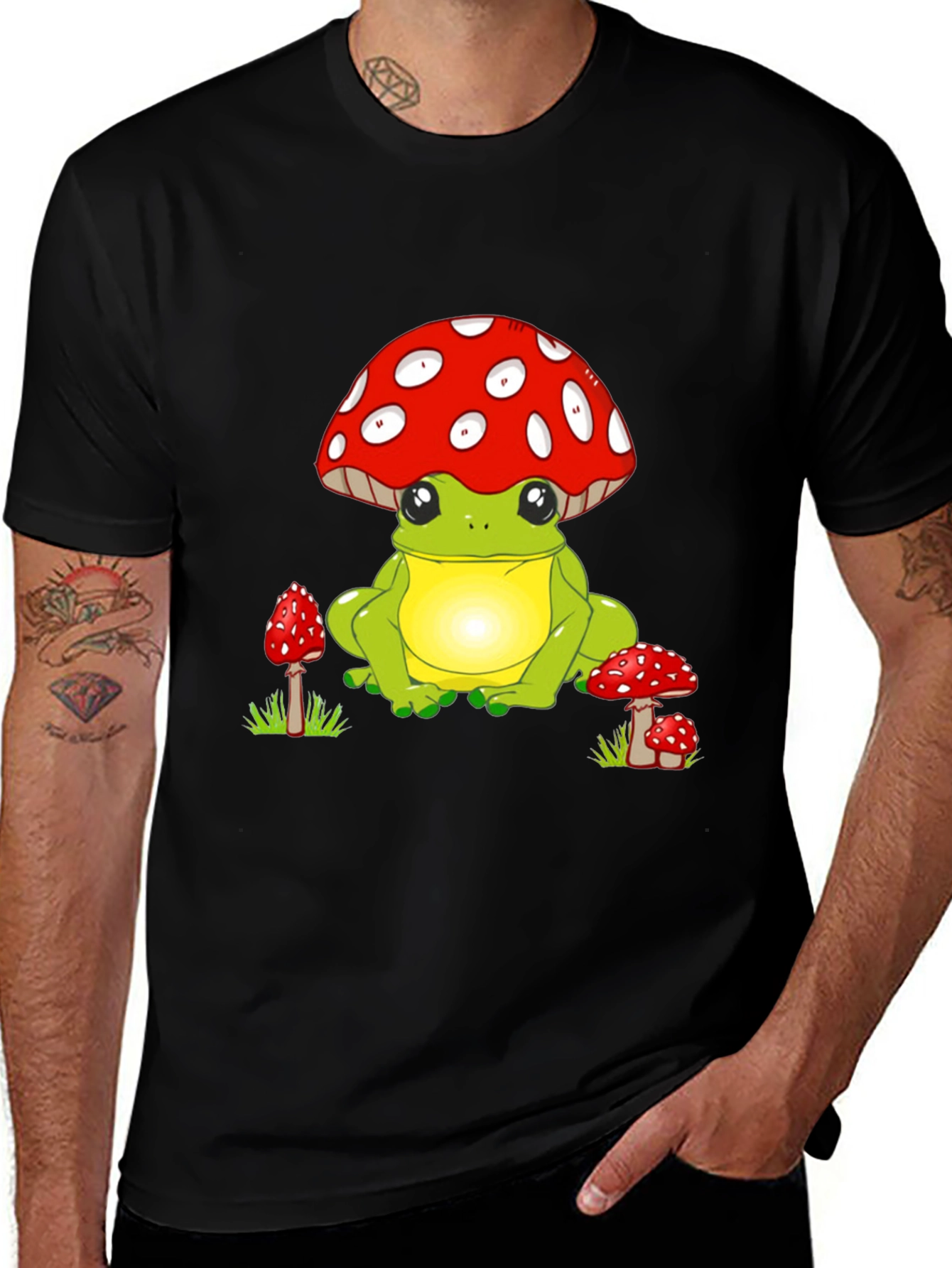 Variant 25 of Cute Frog with Mushroom Hat Graphic T-Shirt