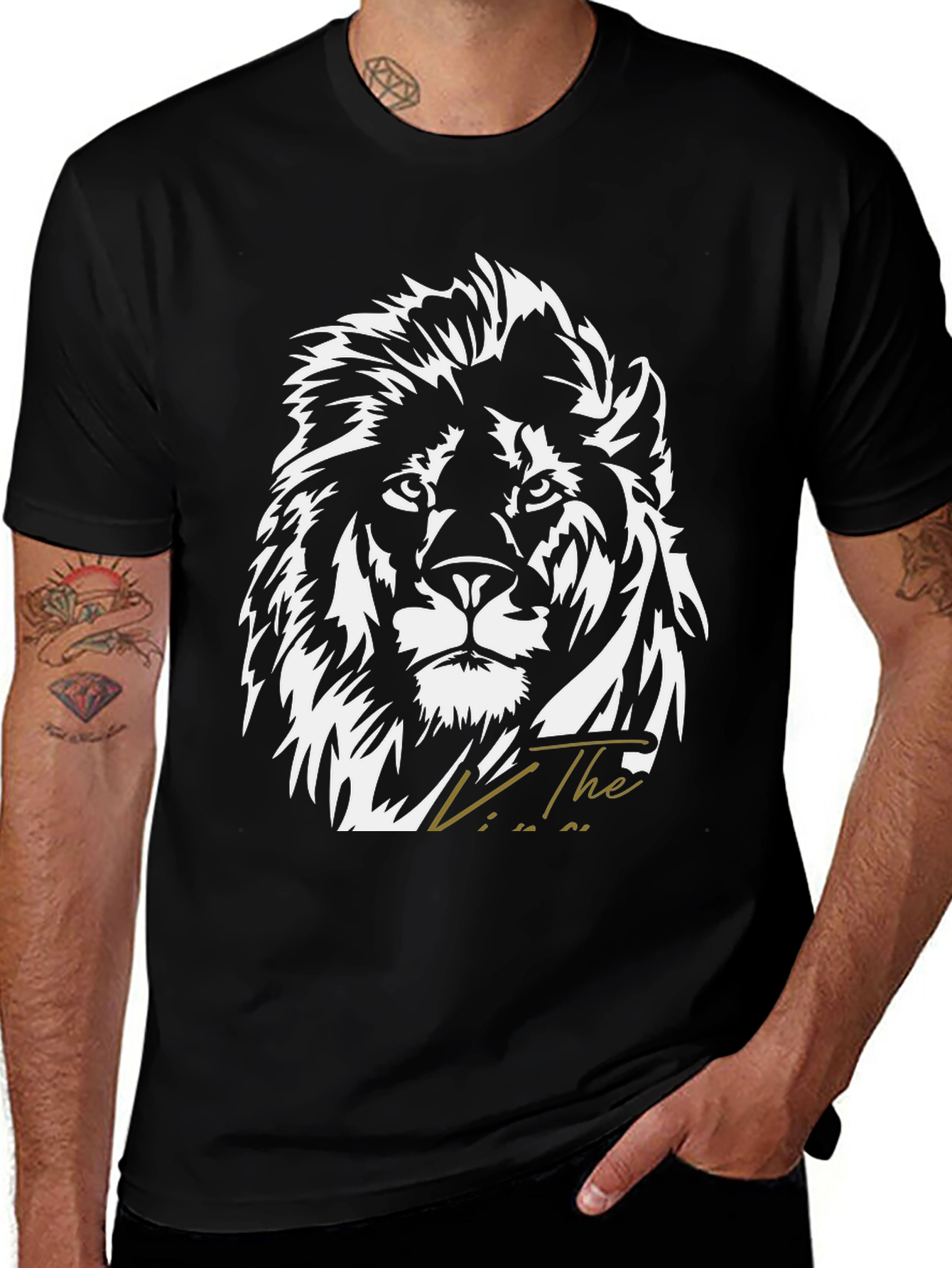 Variant 13 of Lion Graphic Black T-Shirt for Men