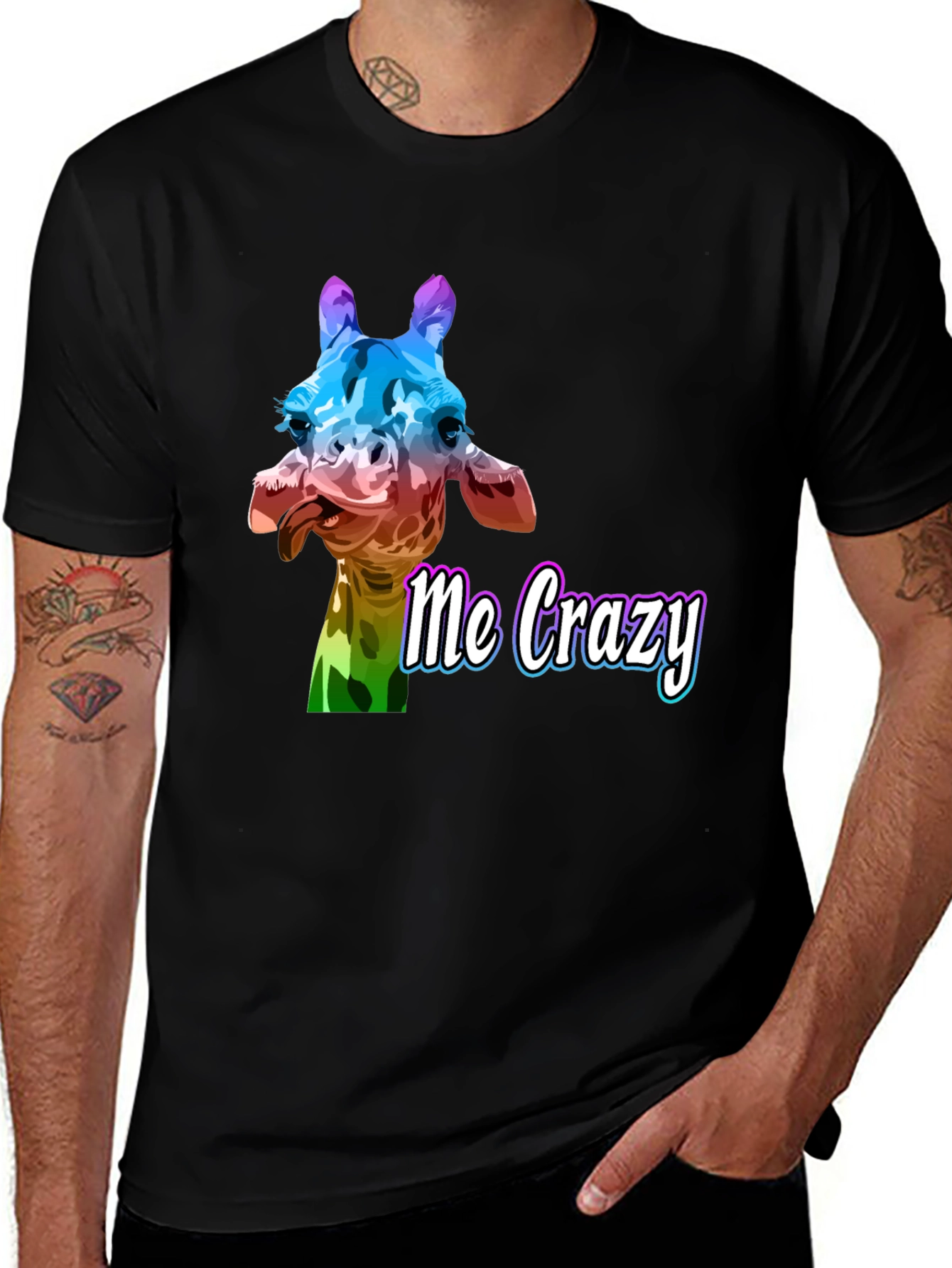 Variant 26 of Crazy Giraffe Graphic Tee - Unisex Black T-Shirt