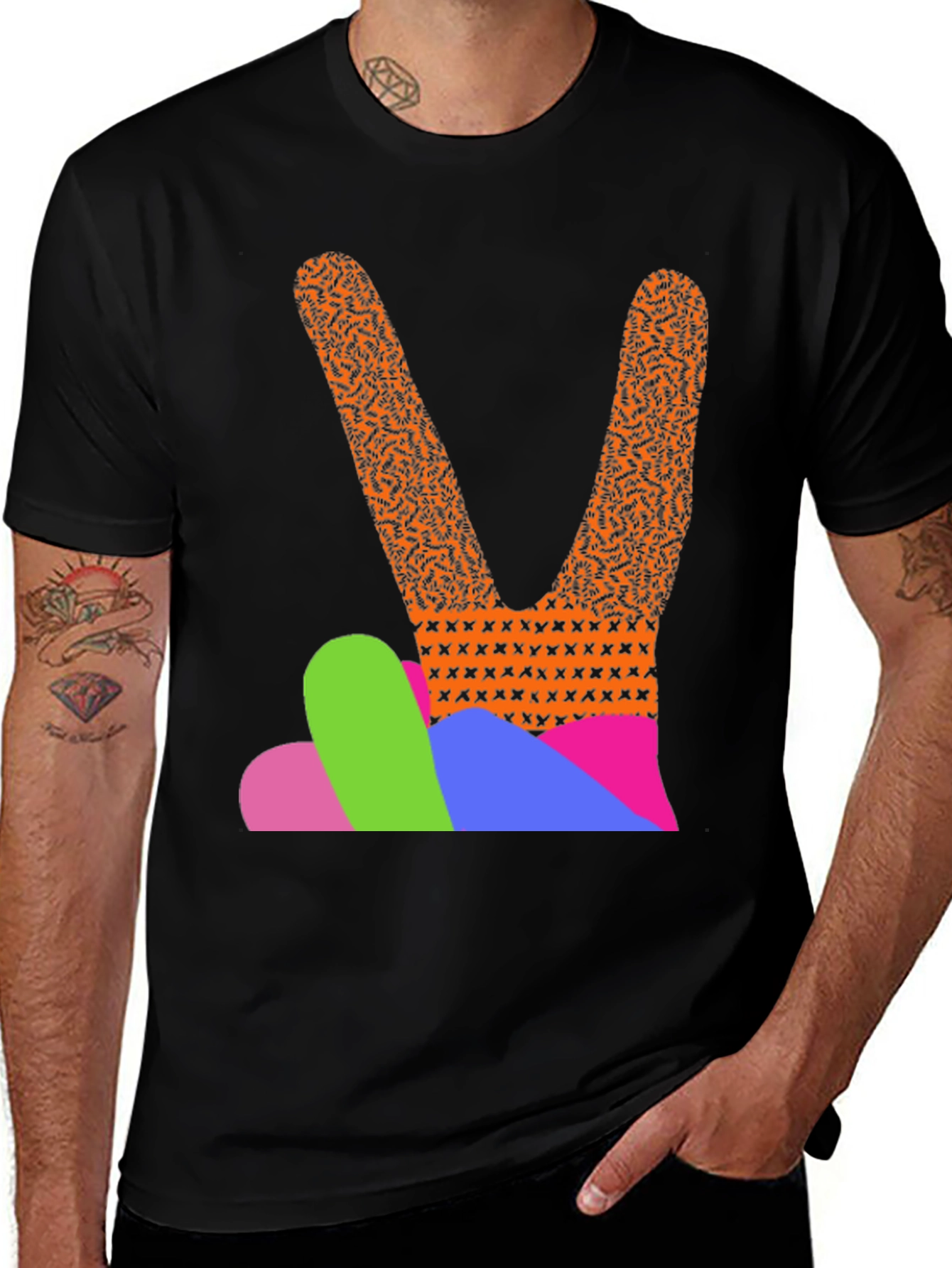 Variant 20 of Peace Hand Graphic Tee - Retro Style