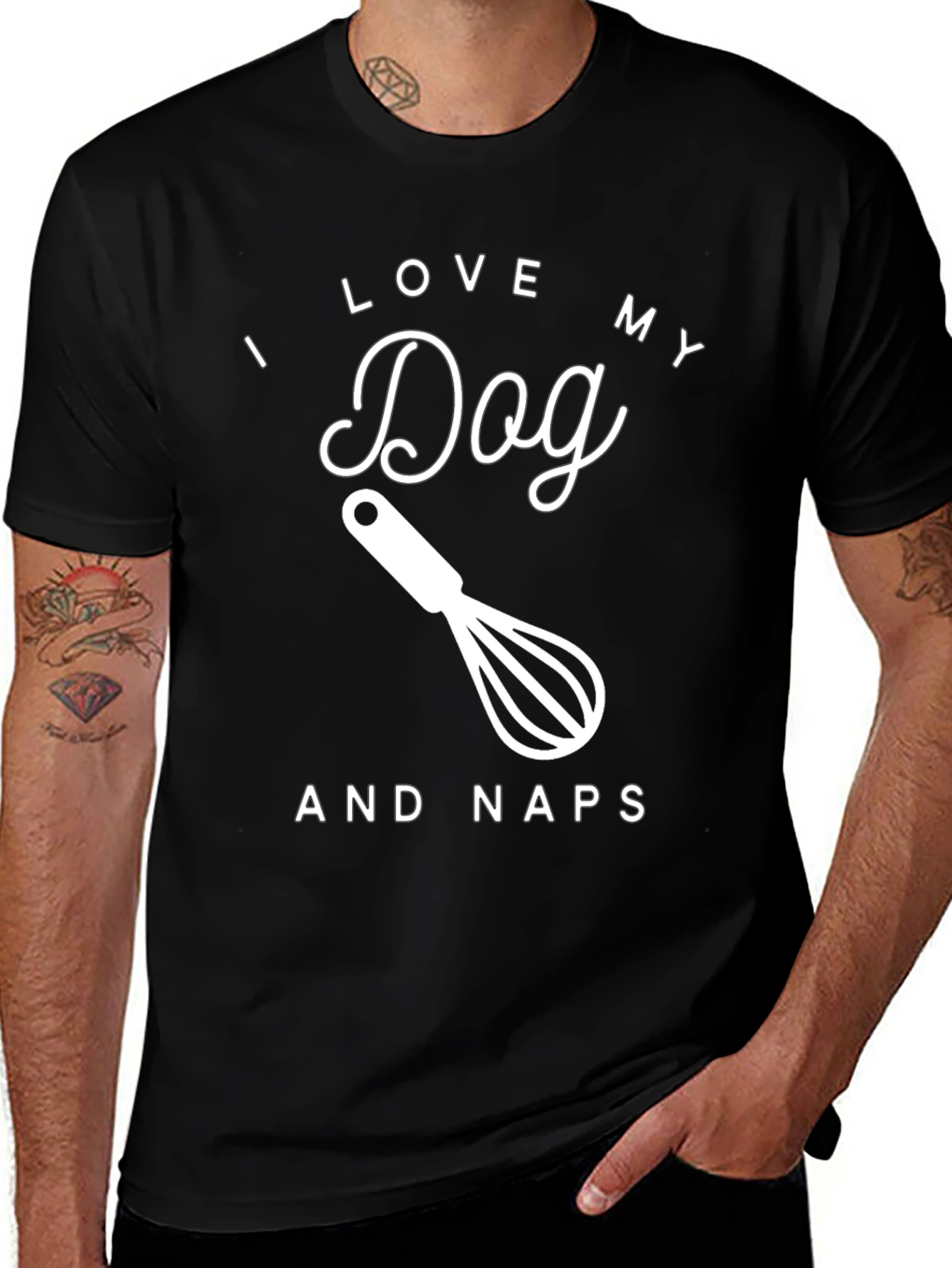 Black I Love My Dog And Naps Graphic Tee main image