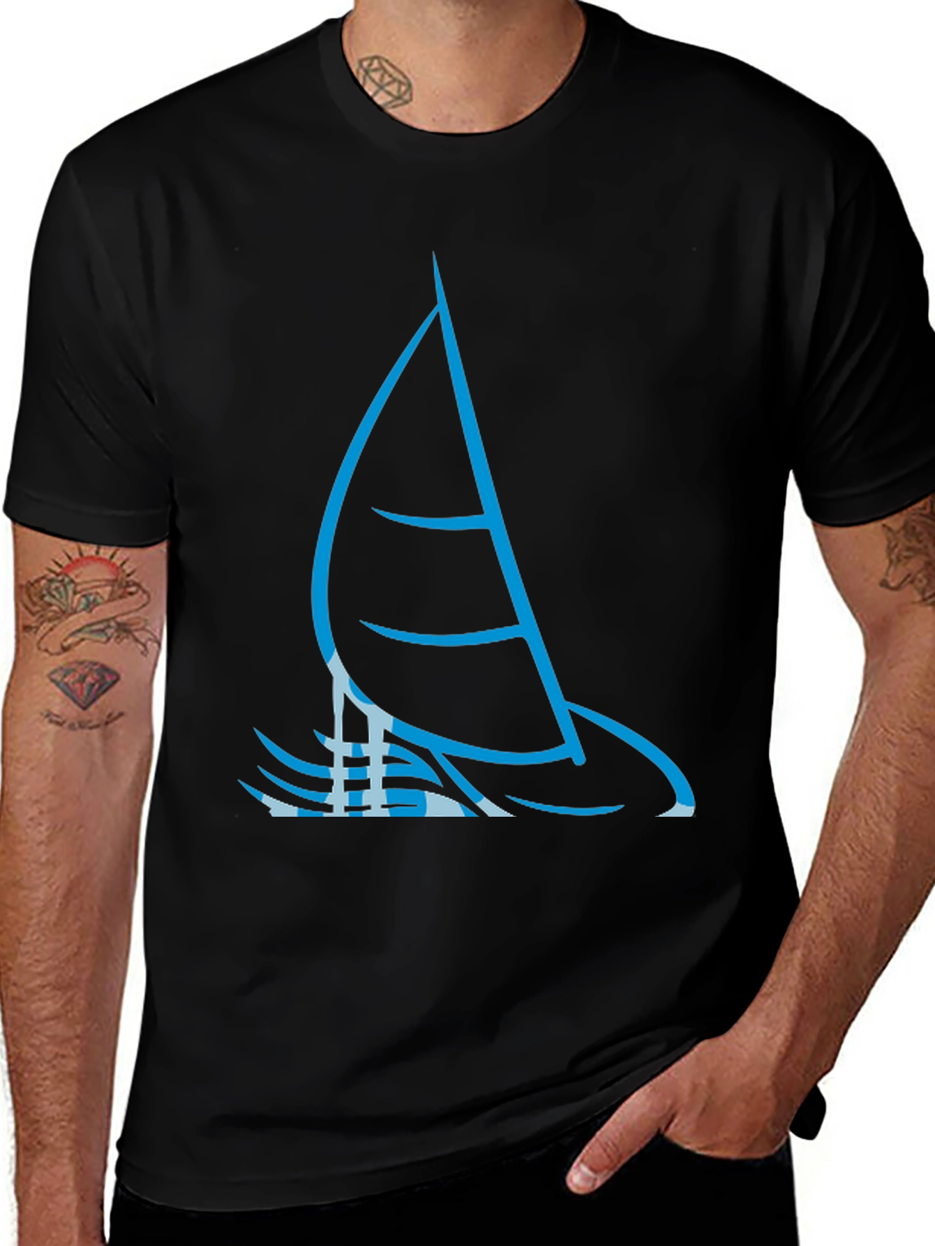 Variant 29 of Sailing Graphic Tee - Black Cotton T-Shirt