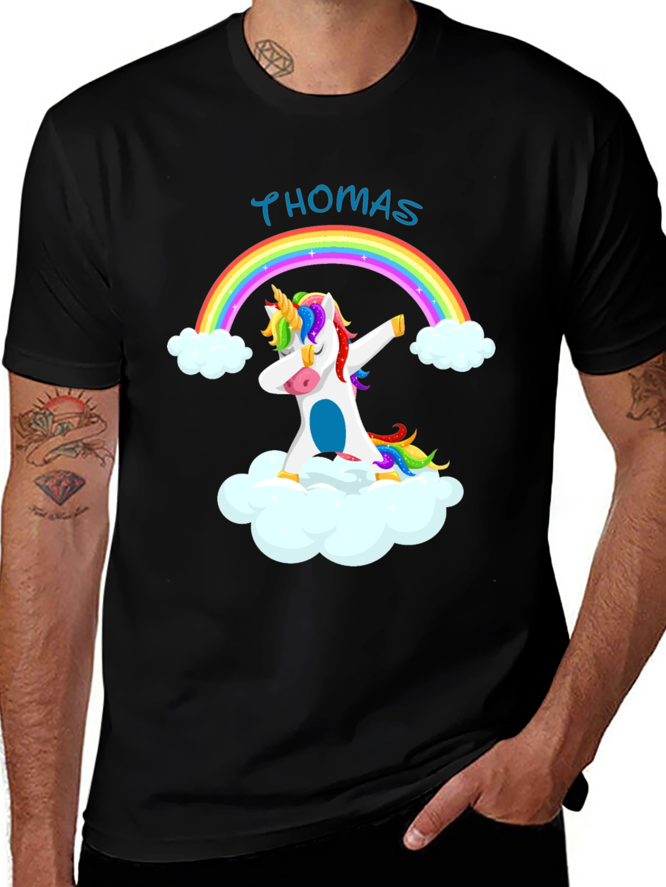 Variant 5 of Unicorn Rainbow Dabbing T-Shirt - Custom Name Available