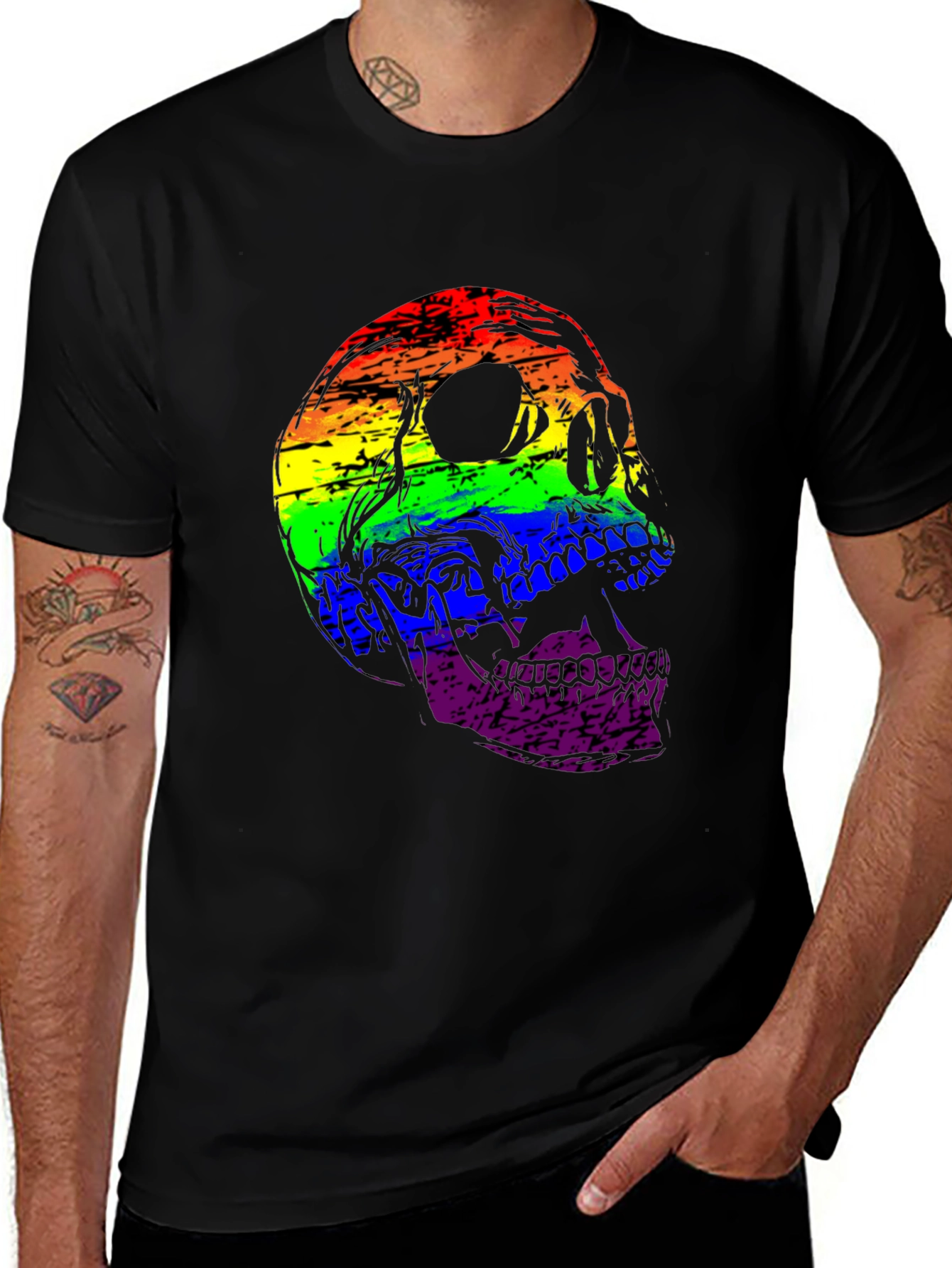 Variant 4 of Rainbow Skull Graphic T-Shirt