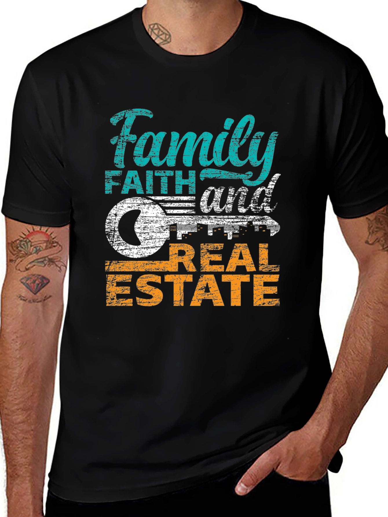 Variant 10 of Family Faith Real Estate Graphic Tee
