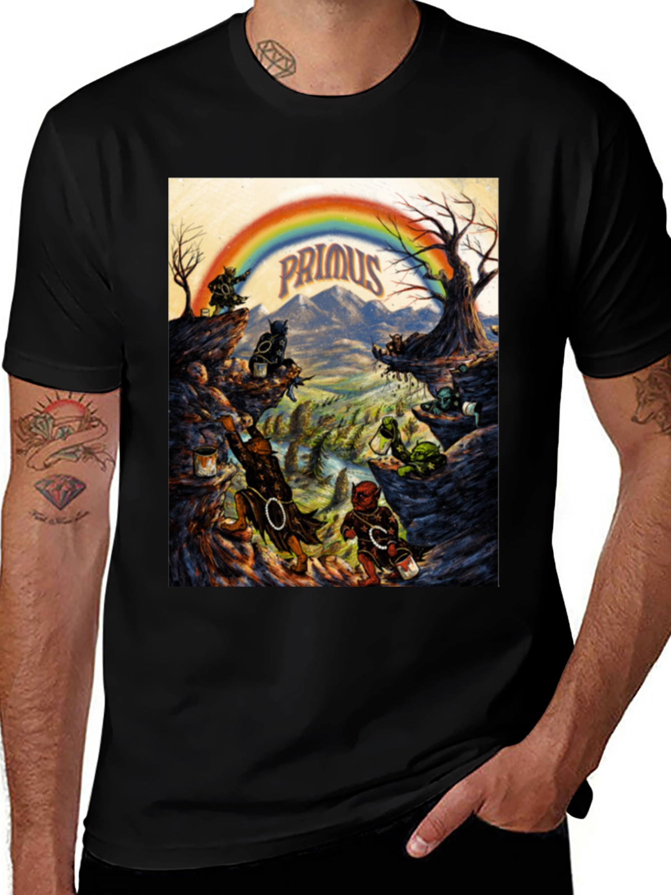 Variant 22 of Primus Band T-Shirt Fantasy Art Rainbow Black
