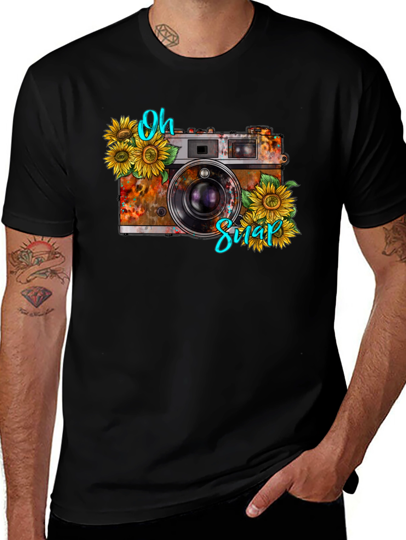 Variant 2 of Vintage Camera Sunflower Graphic T-Shirt