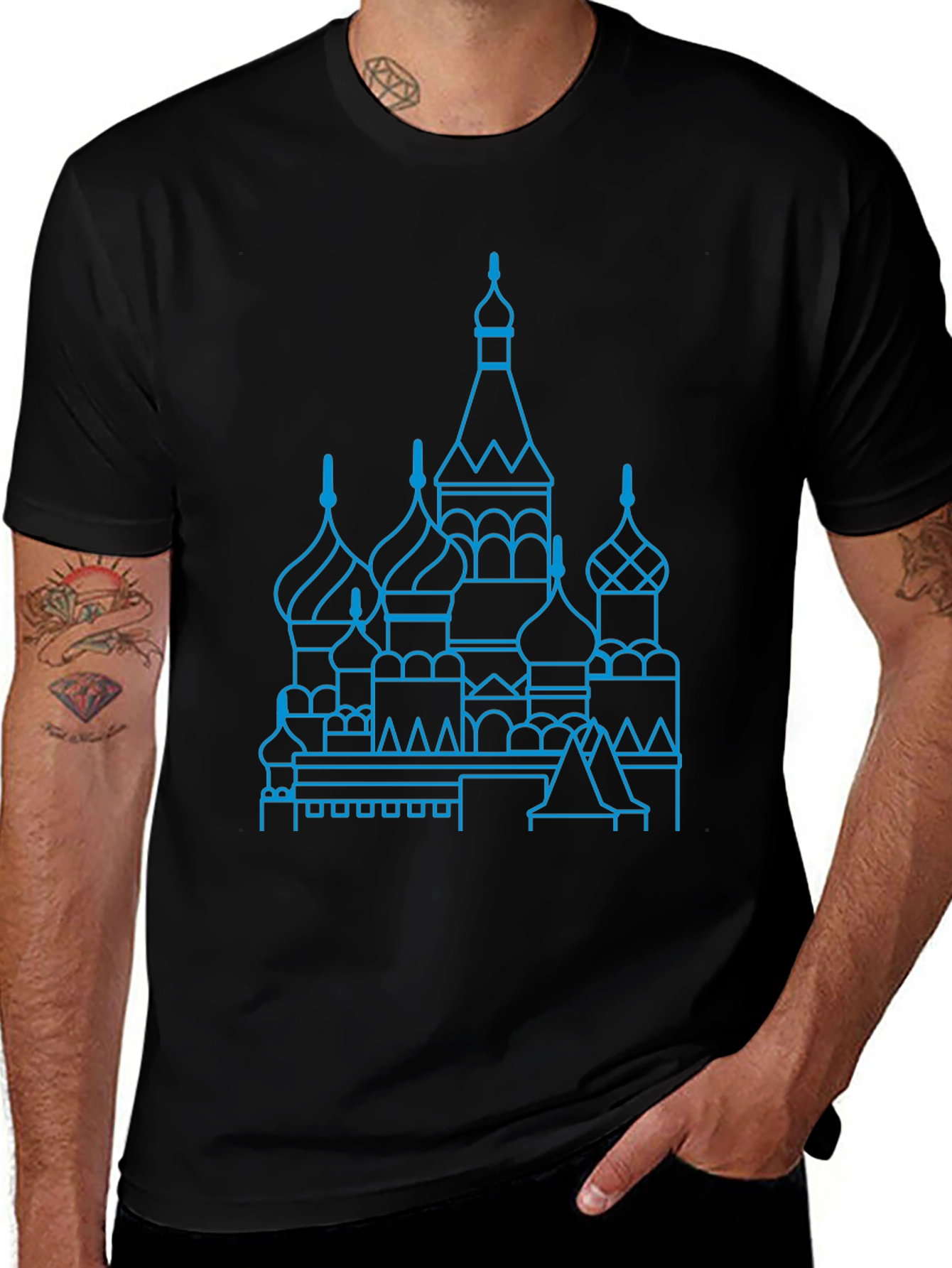 Moscow Skyline T-Shirt - Unique Blue Print