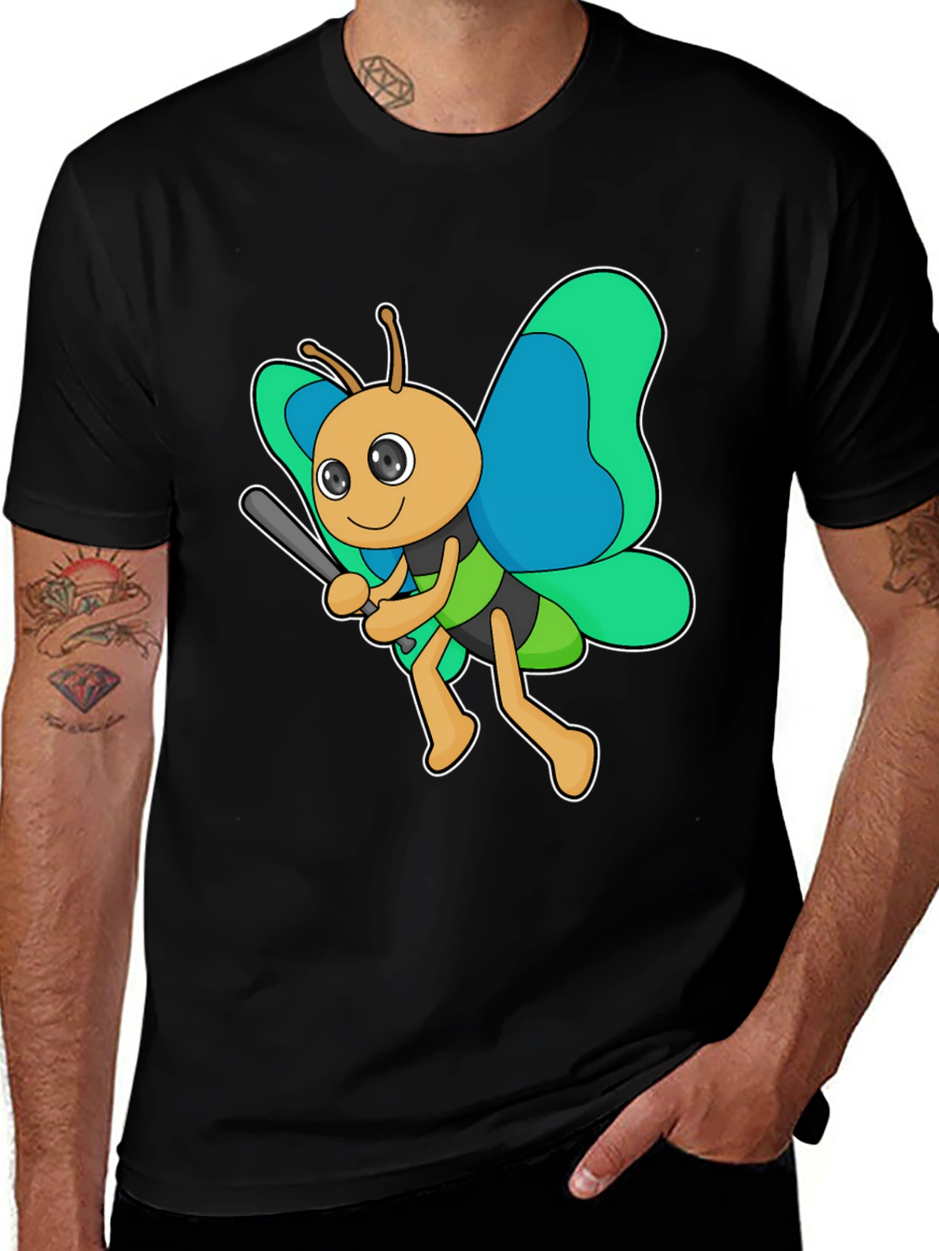 Variant 27 of Butterfly Baseball Black T-Shirt for Men