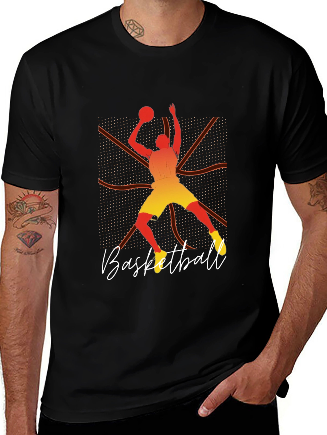 Variant 16 of Basketball Player Graphic Black T-Shirt