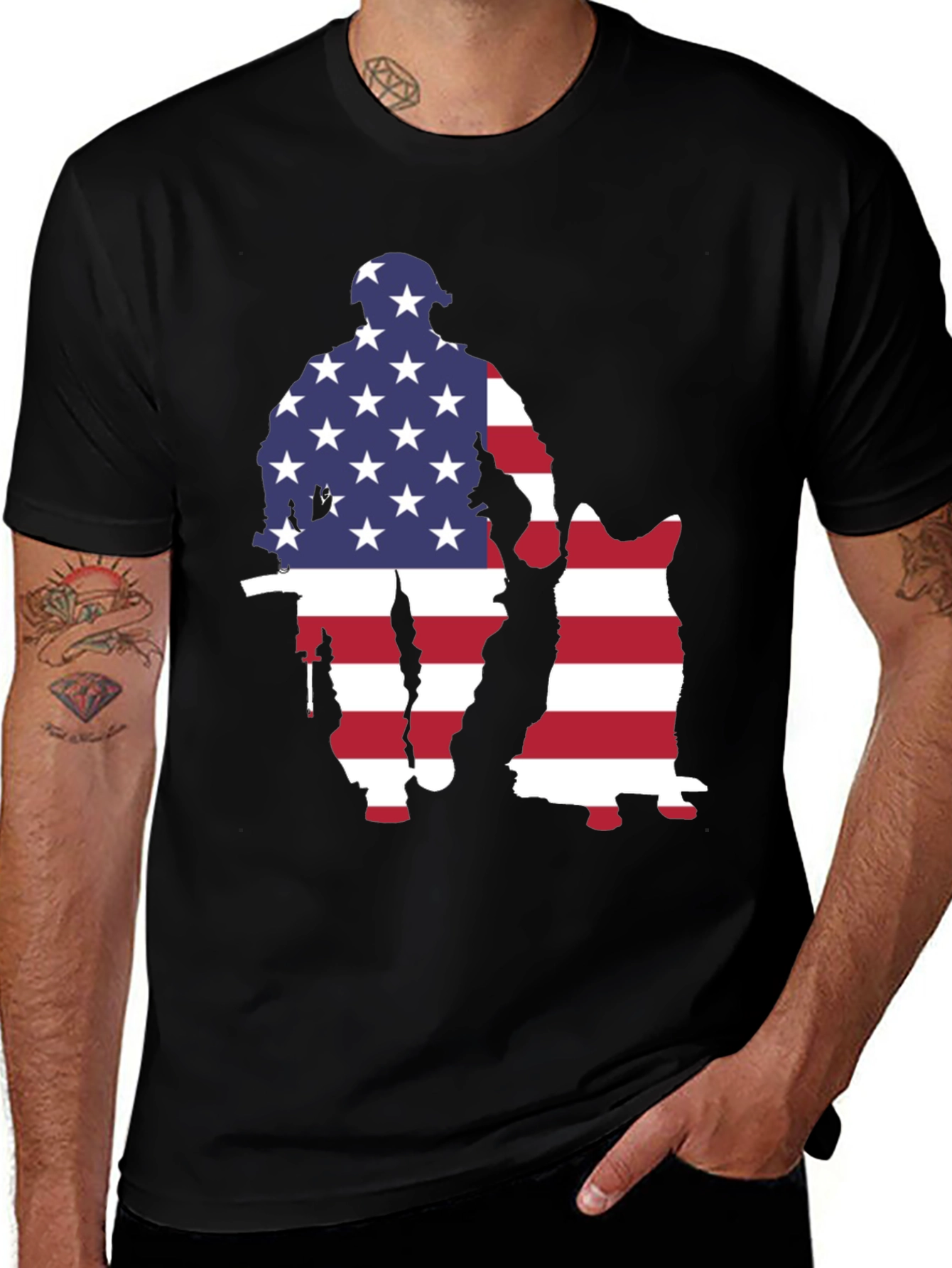 Variant 7 of American Flag Soldier & Dog Graphic Tee