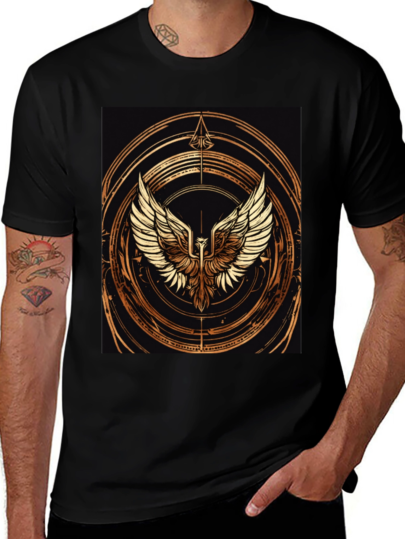 Variant 23 of Golden Phoenix Graphic Tee - Black