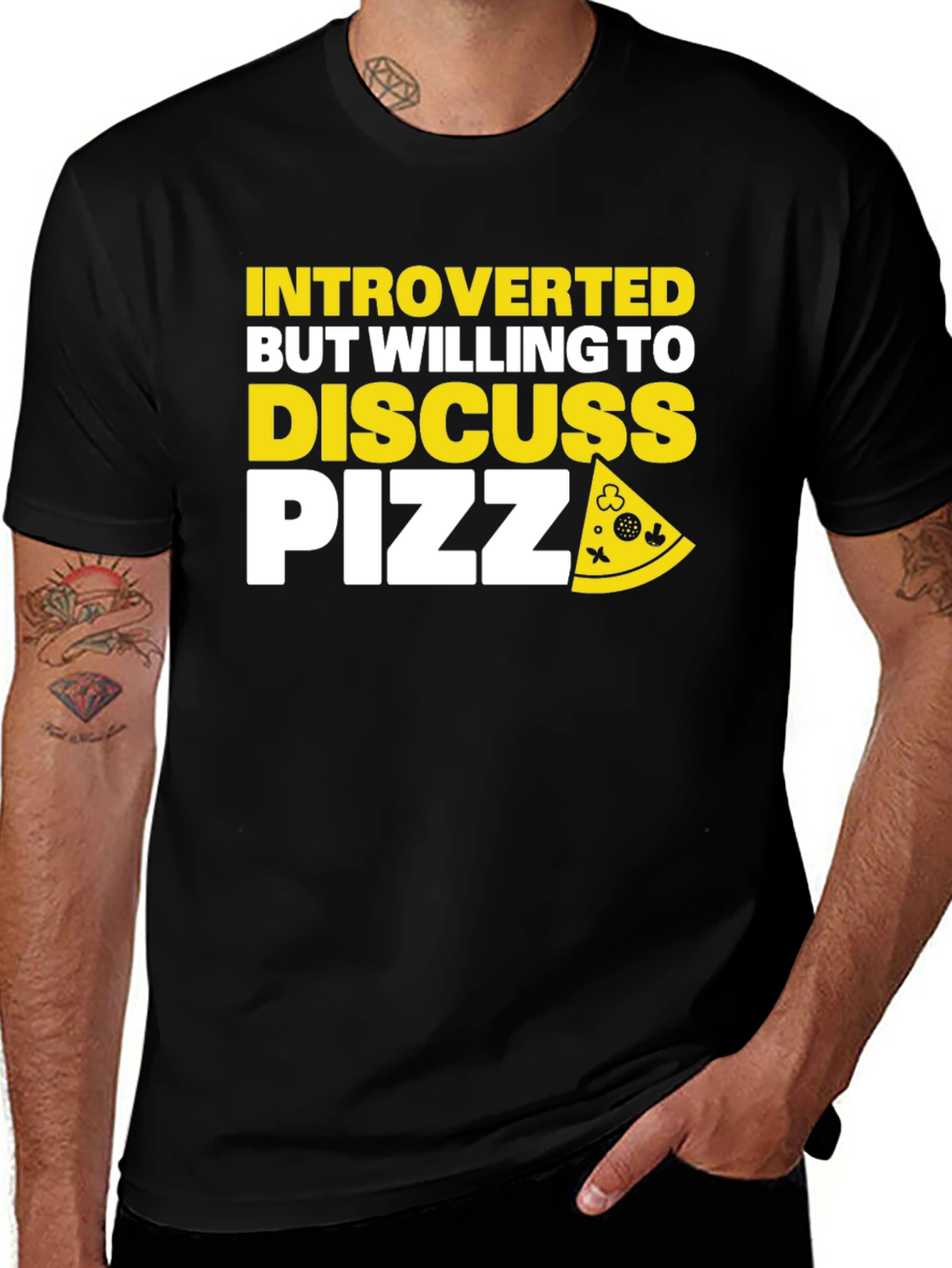 Variant 22 of Introverted Pizza T-Shirt - Funny Graphic Tee