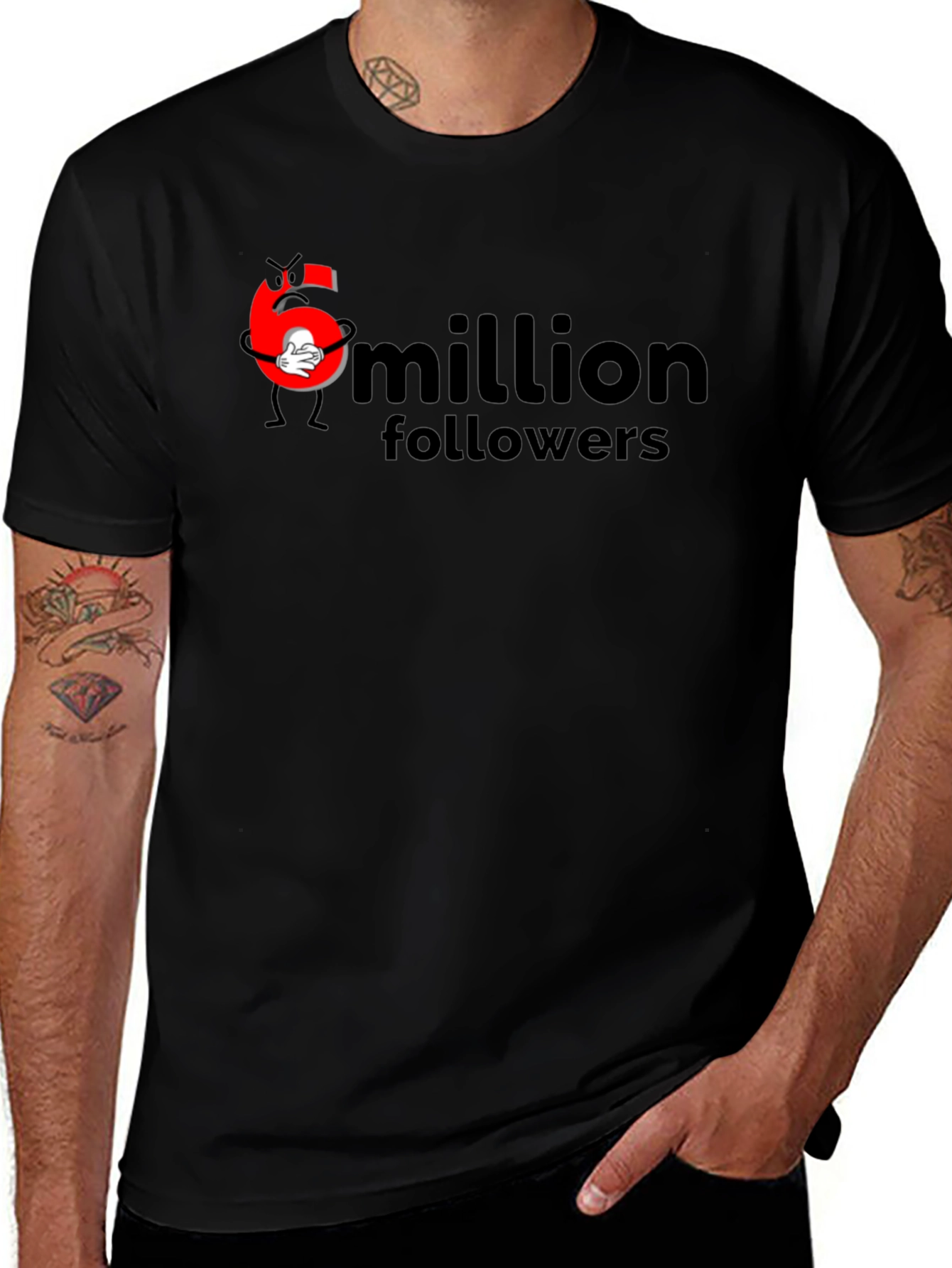 Variant 12 of 6 Million Followers Black T-Shirt