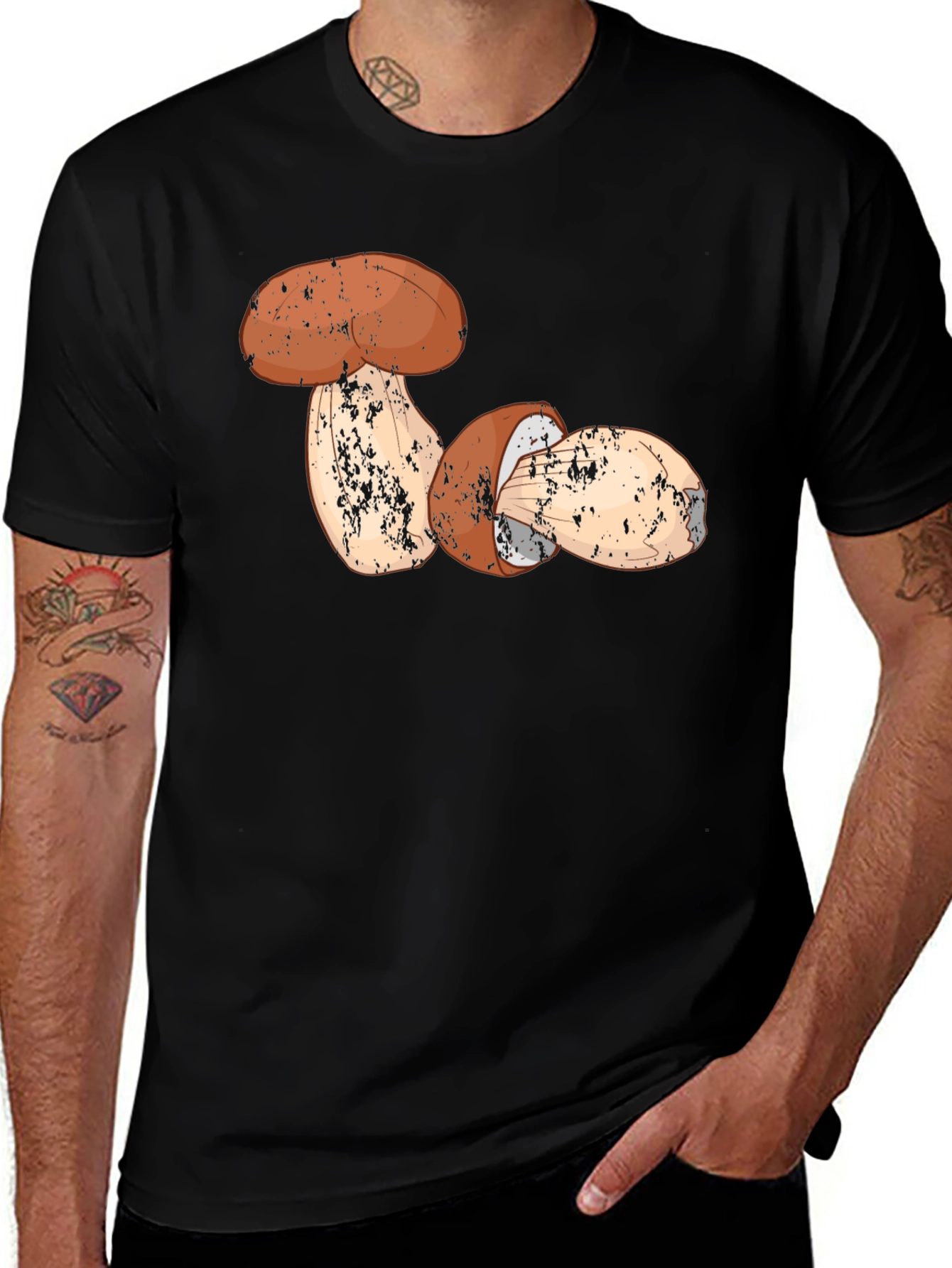 Black Mushroom Graphic T-Shirt - Nature Lover's Tee main image