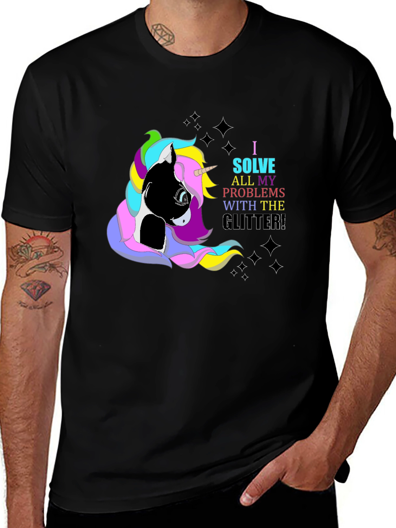 Variant 16 of Unicorn Glitter T-Shirt: Solve Problems with Sparkle!