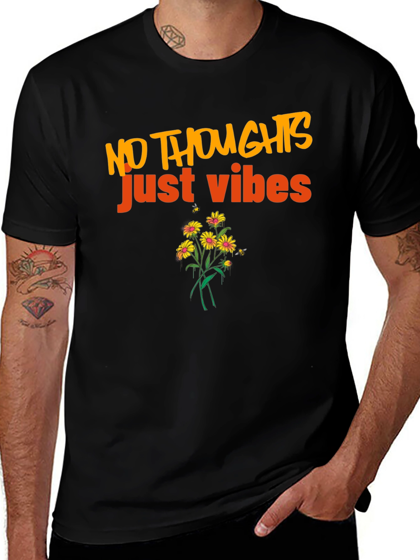 Variant 22 of No Thoughts Just Vibes Black T-Shirt